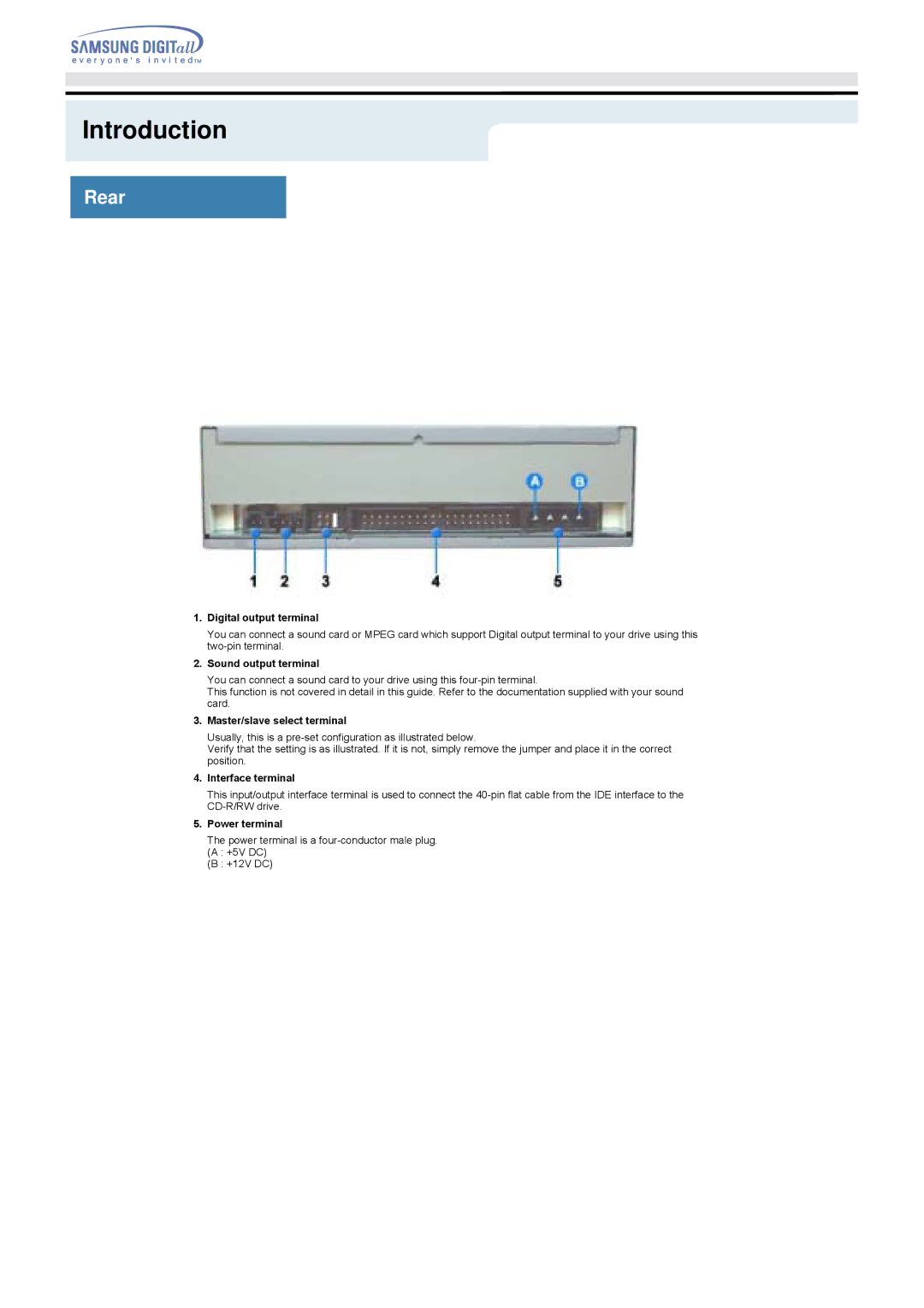 Samsung SW-248B specifications Rear 