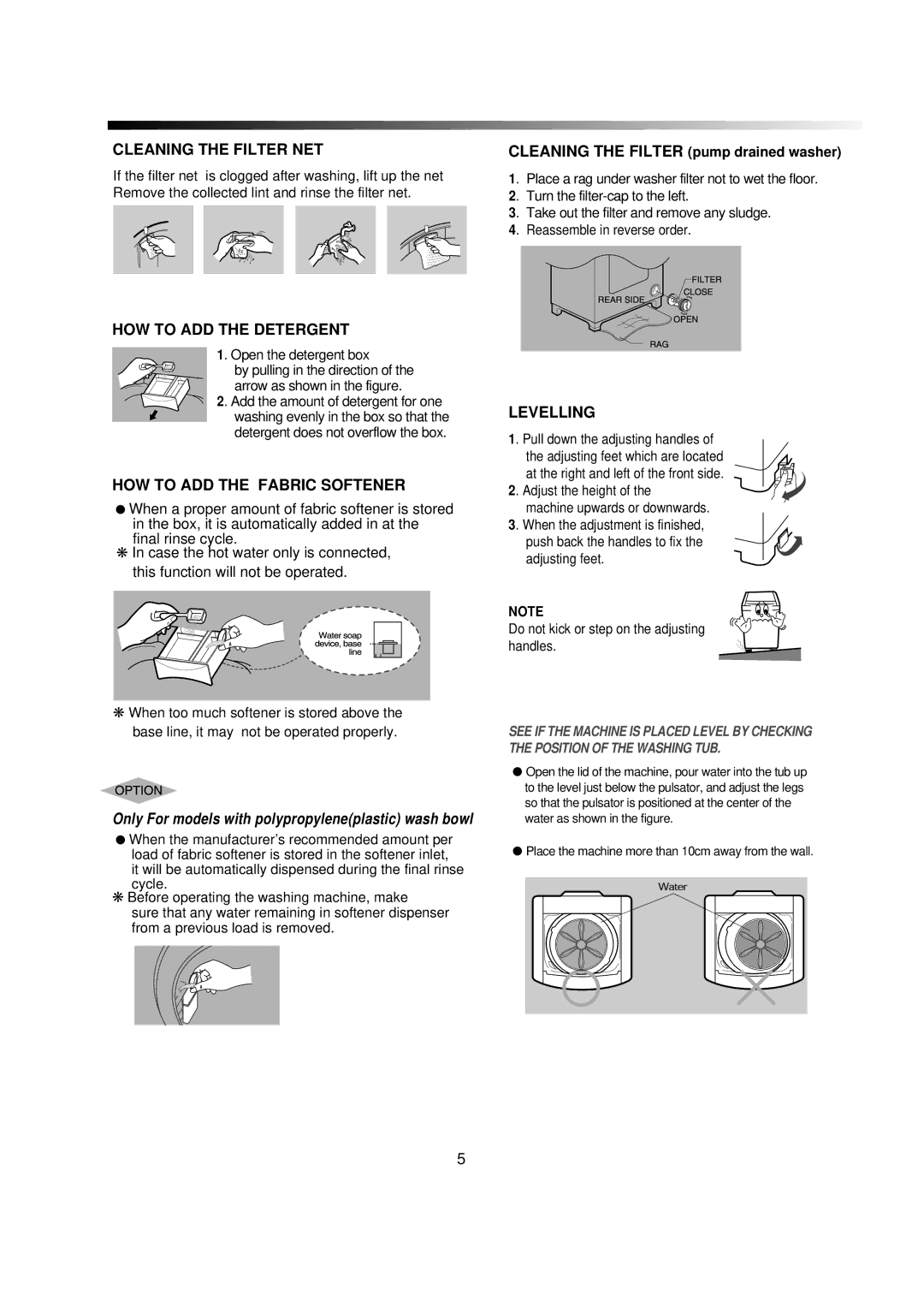 Samsung SW55APP2 manual Cleaning the Filter NET 