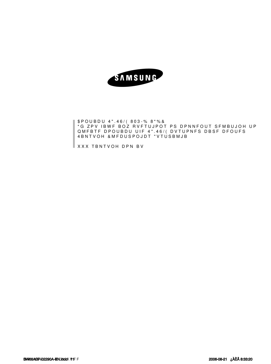 Samsung SW57APP user manual SW68ASP-02290A-EN.indd 2006-08-21 ¿ÀÈÄ 