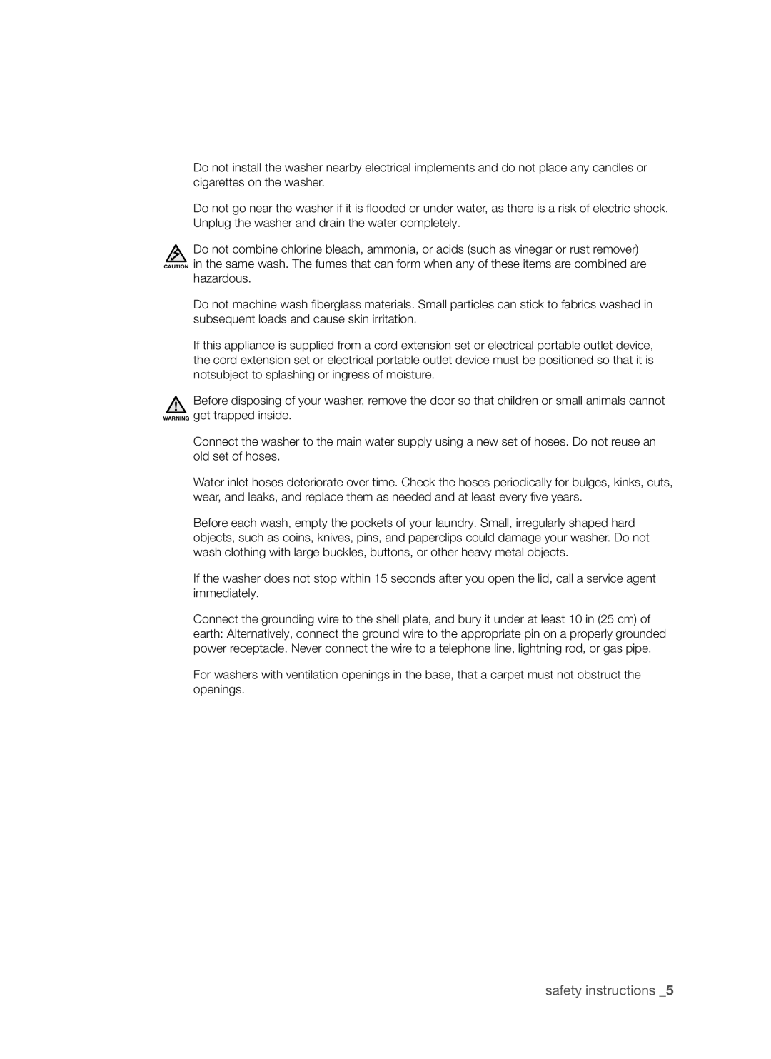 Samsung SW75V9W, SW65V9W user manual Safety instructions 