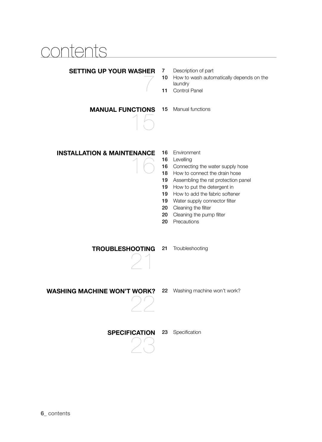 Samsung SW65V9W, SW75V9W user manual Contents 