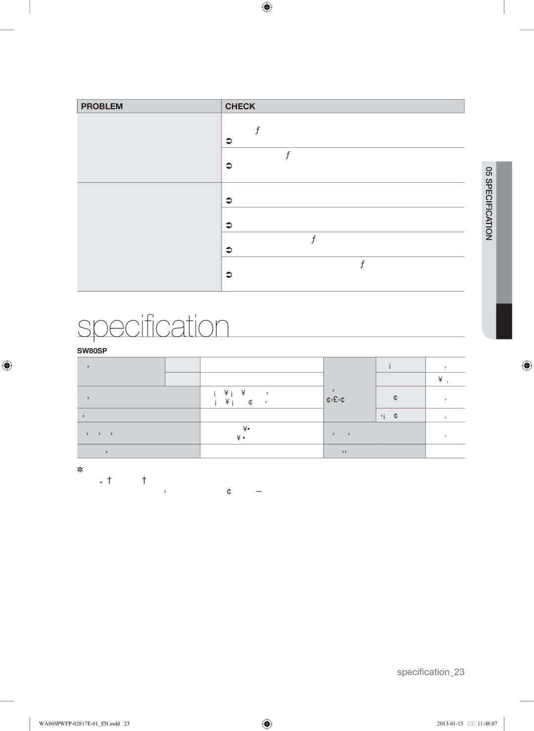 Samsung SW80SPWFP/YL manual Specification, DIMENSIONSmm, 05specific onati 