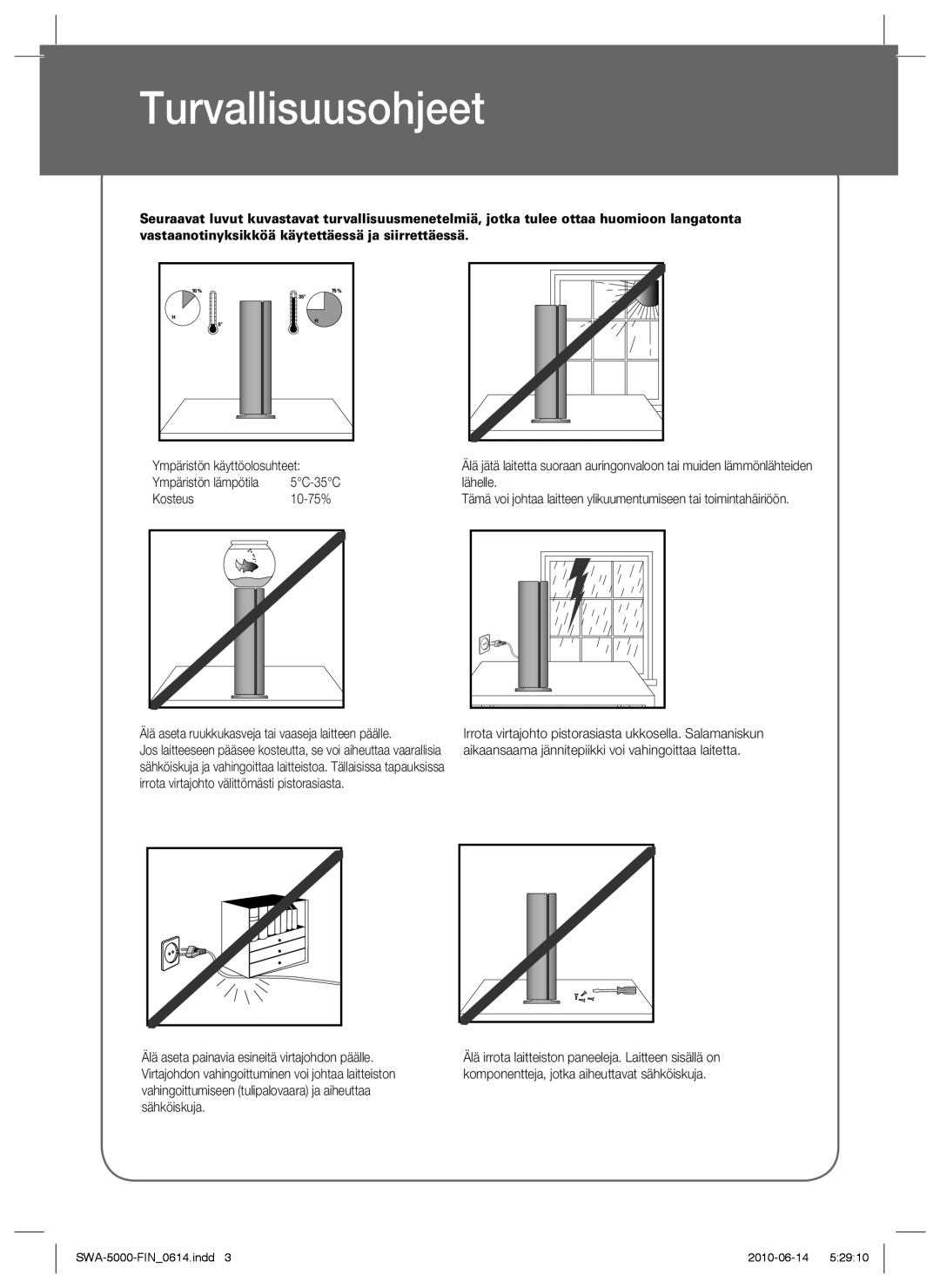 Samsung SWA-5000/XEE manual Turvallisuusohjeet, AH68-01877B 