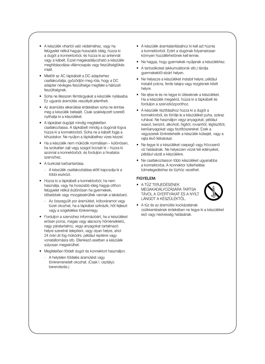 Samsung SWA-8000S/XN, SWA-8000S/EN, SWA-8000S/ZF, SWA-8000S/XE manual Figyelem 