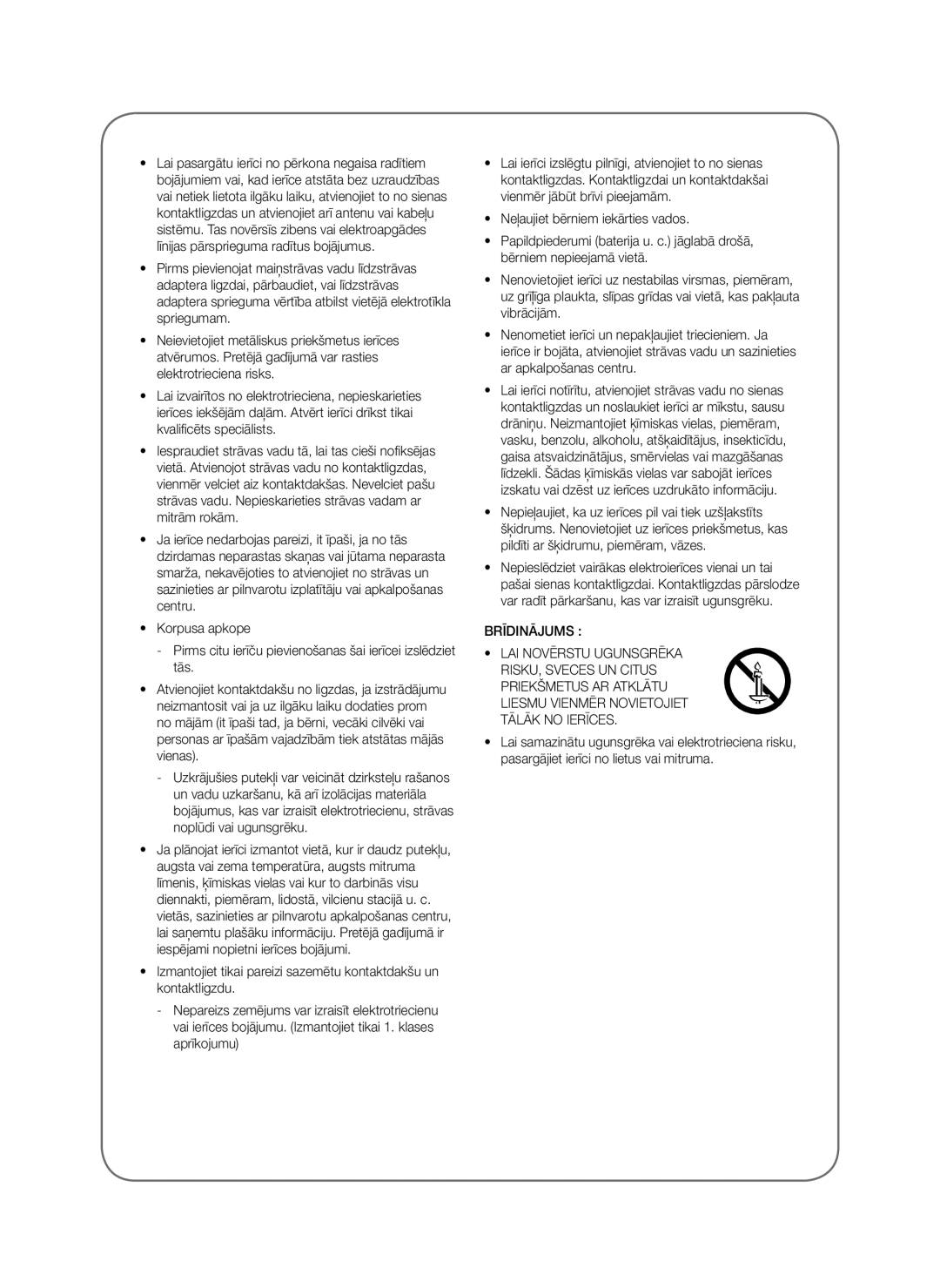 Samsung SWA-8000S/XN, SWA-8000S/EN, SWA-8000S/ZF, SWA-8000S/XE manual Brīdinājums 