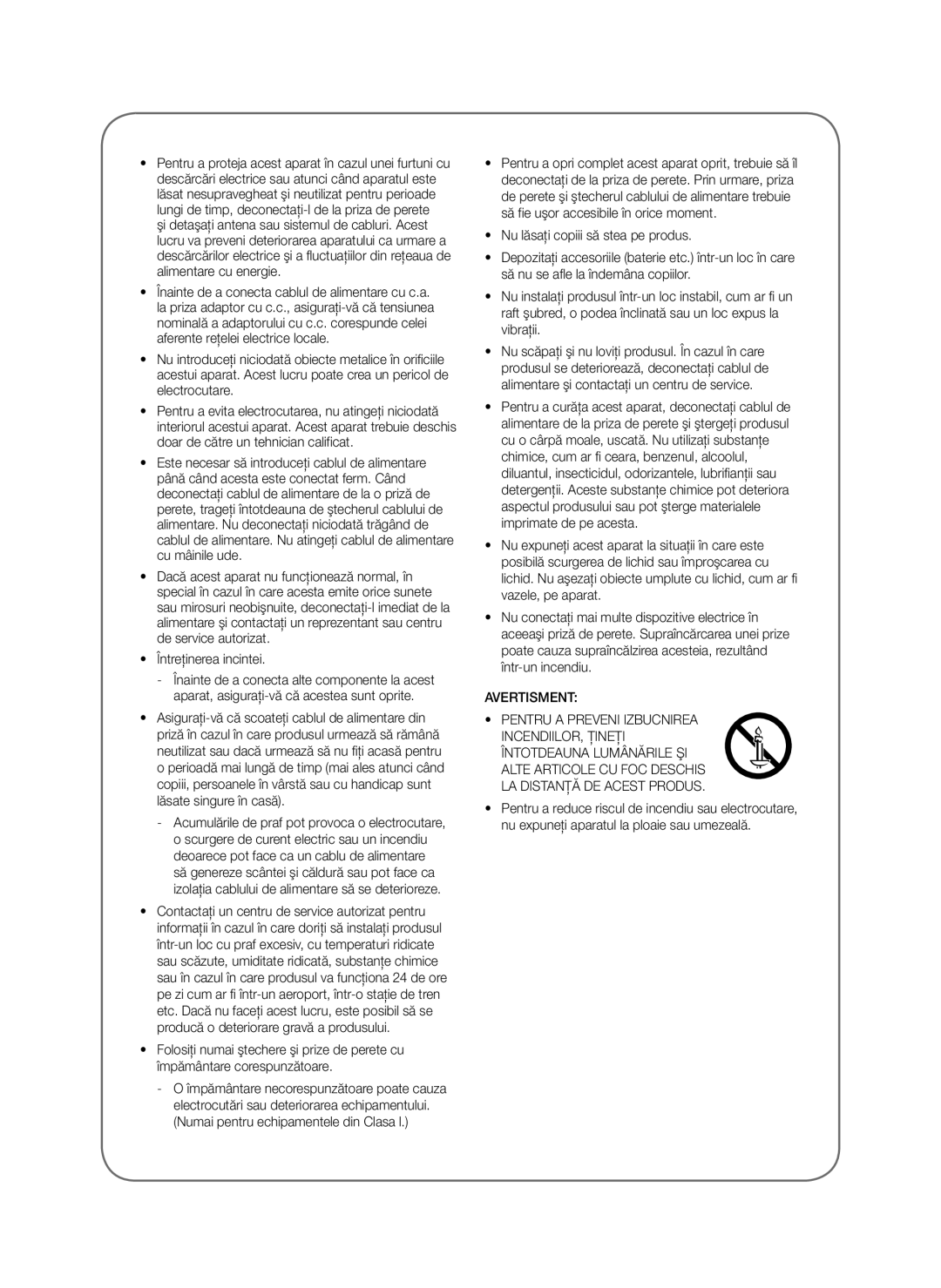 Samsung SWA-8000S/EN, SWA-8000S/ZF, SWA-8000S/XN, SWA-8000S/XE manual Avertisment 