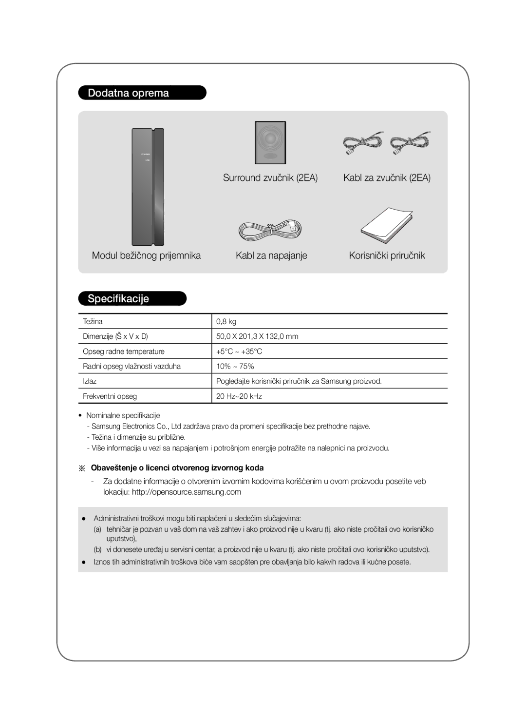 Samsung SWA-8000S/EN, SWA-8000S/ZF, SWA-8000S/XN, SWA-8000S/XE Dodatna oprema, Obaveštenje o licenci otvorenog izvornog koda 