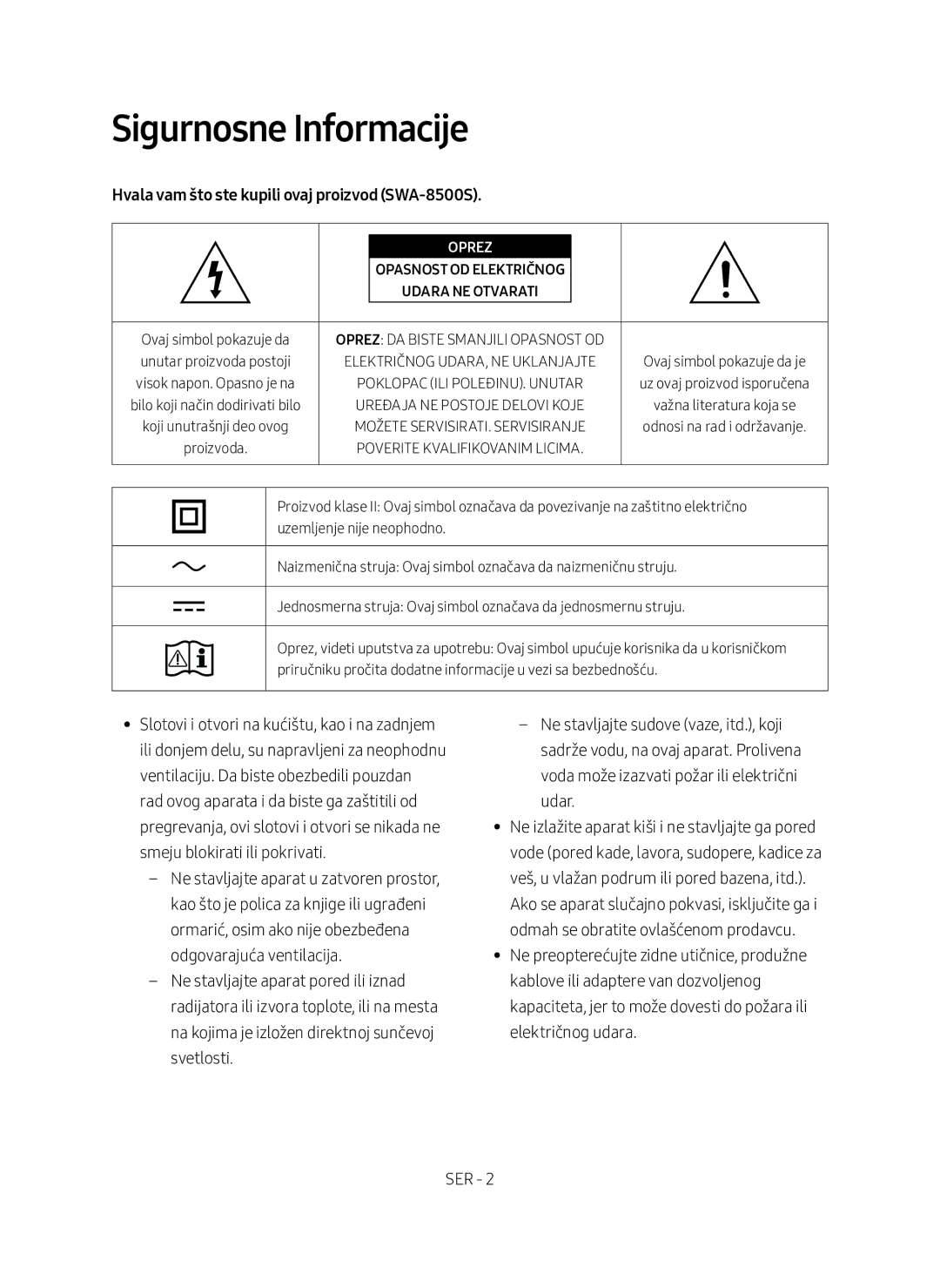 Samsung SWA-8500S/EN manual Hvala vam što ste kupili ovaj proizvod SWA-8500S, Unutar proizvoda postoji 