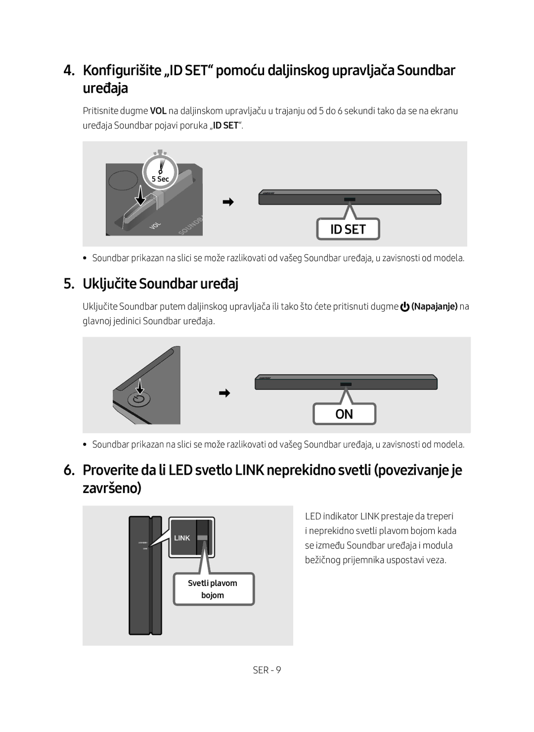 Samsung SWA-8500S/EN manual Uključite Soundbar uređaj, Svetli plavom Bojom 