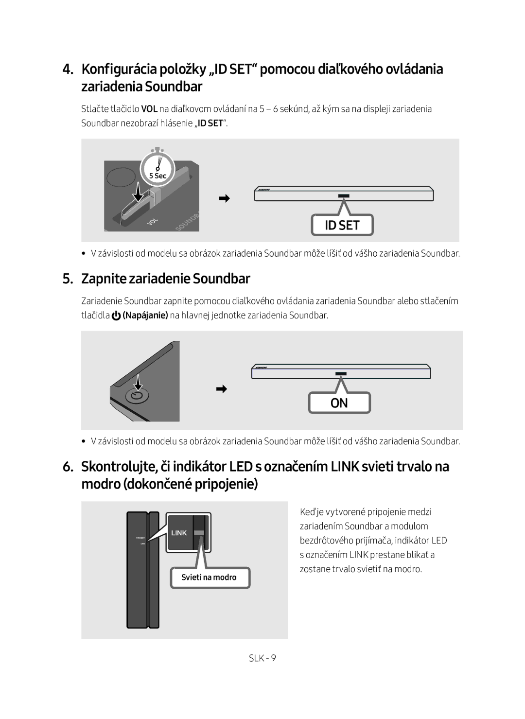 Samsung SWA-8500S/EN manual Zapnite zariadenie Soundbar, Svieti na modro 