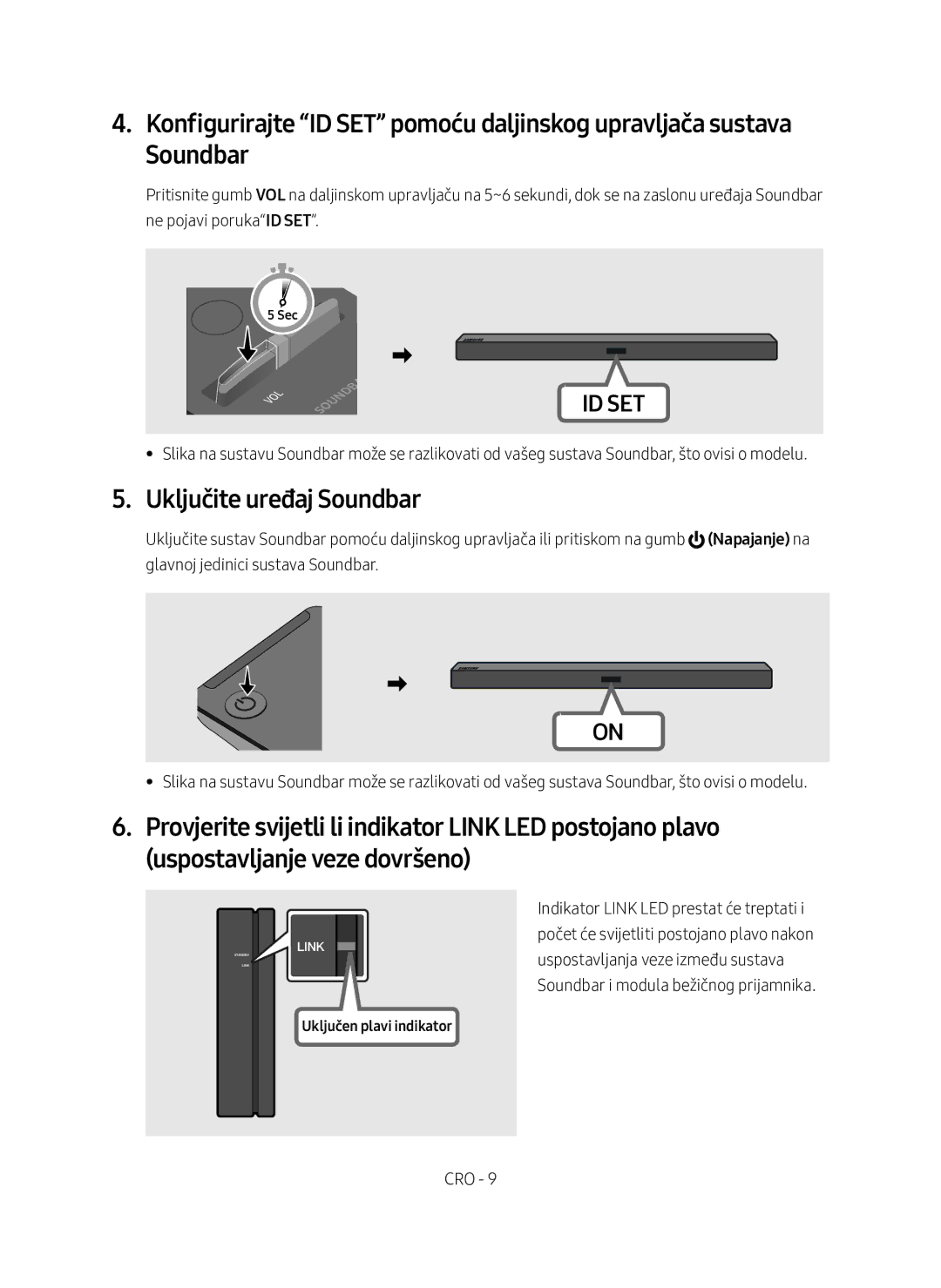 Samsung SWA-8500S/EN manual Uključite uređaj Soundbar, Uključen plavi indikator 