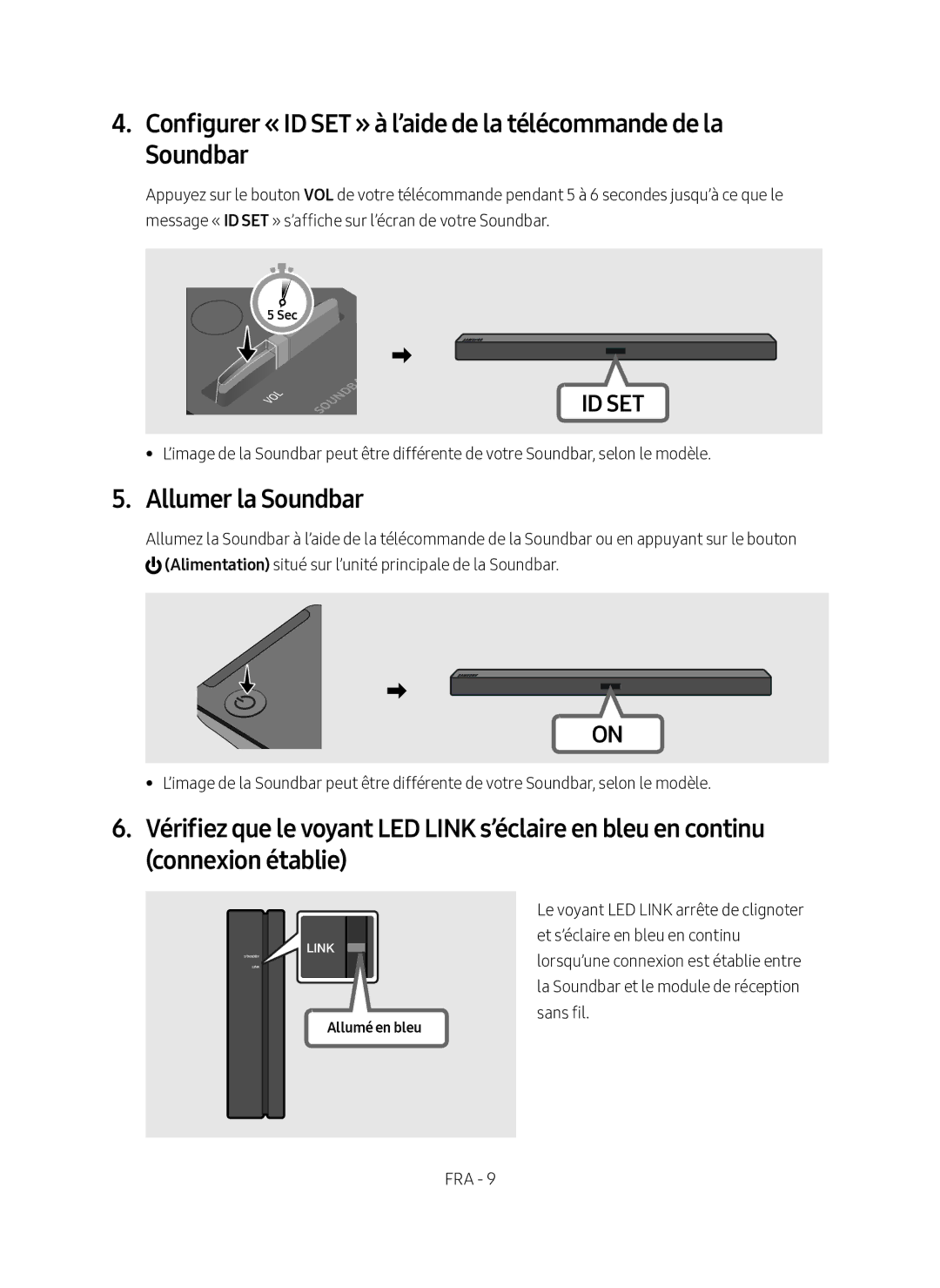 Samsung SWA-8500S/EN manual Allumer la Soundbar, Allumé en bleu 