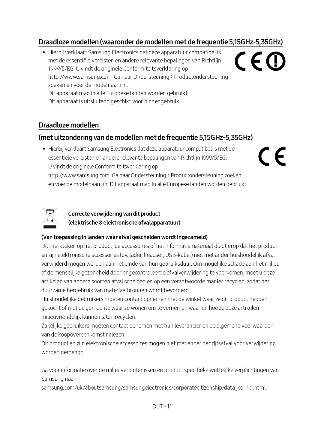 Samsung SWA-8500S/EN manual Vindt de originele Conformiteitsverklaring op 