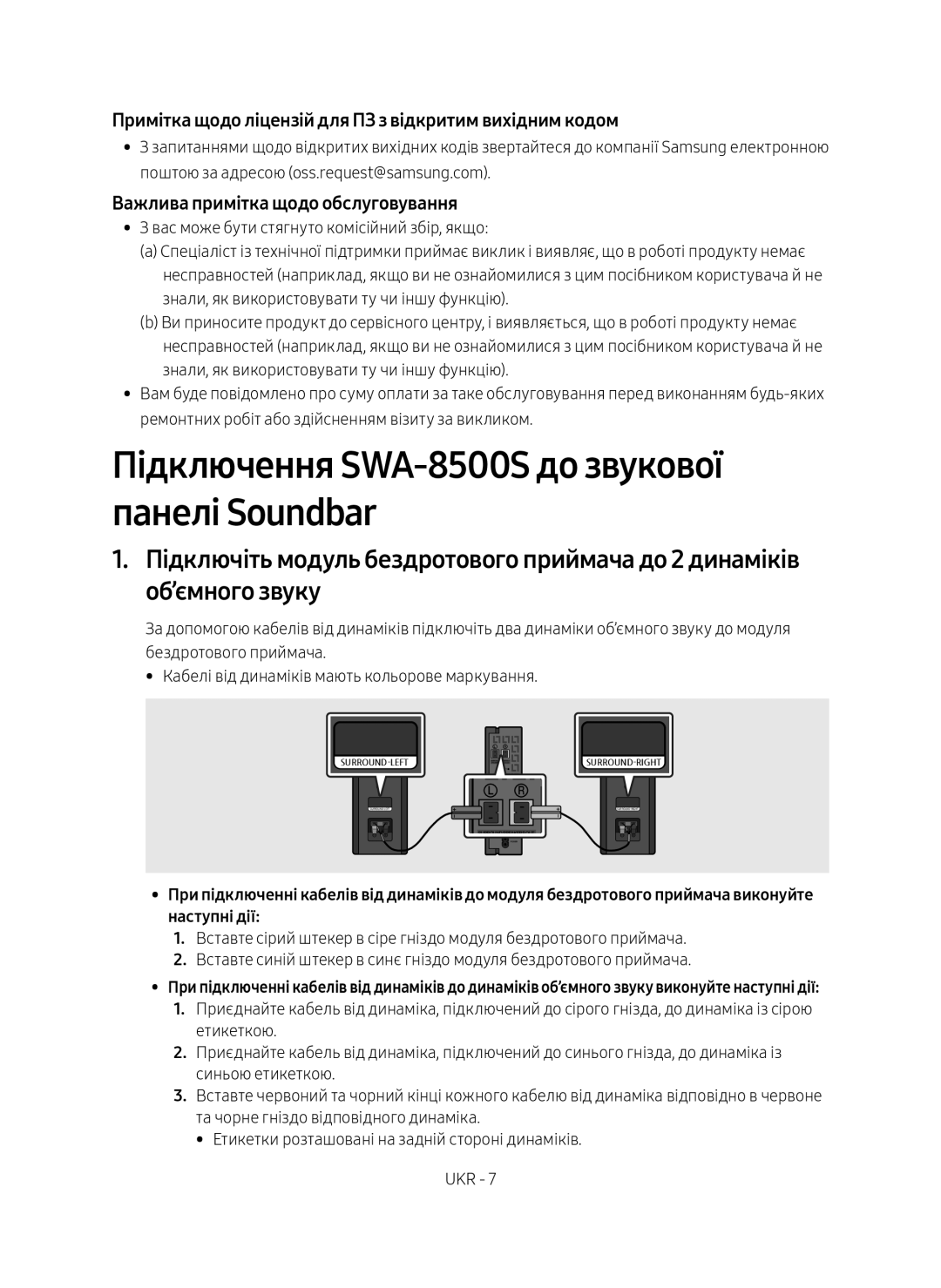 Samsung SWA-8500S/RU manual Підключення SWA-8500S до звукової панелі Soundbar 