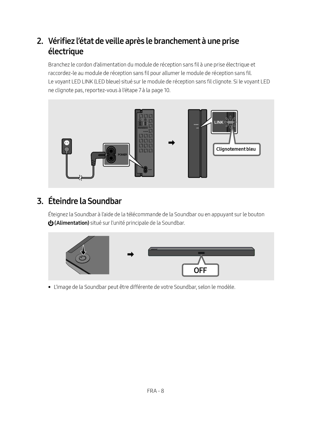 Samsung SWA-8500S/ZF manual Éteindre la Soundbar 