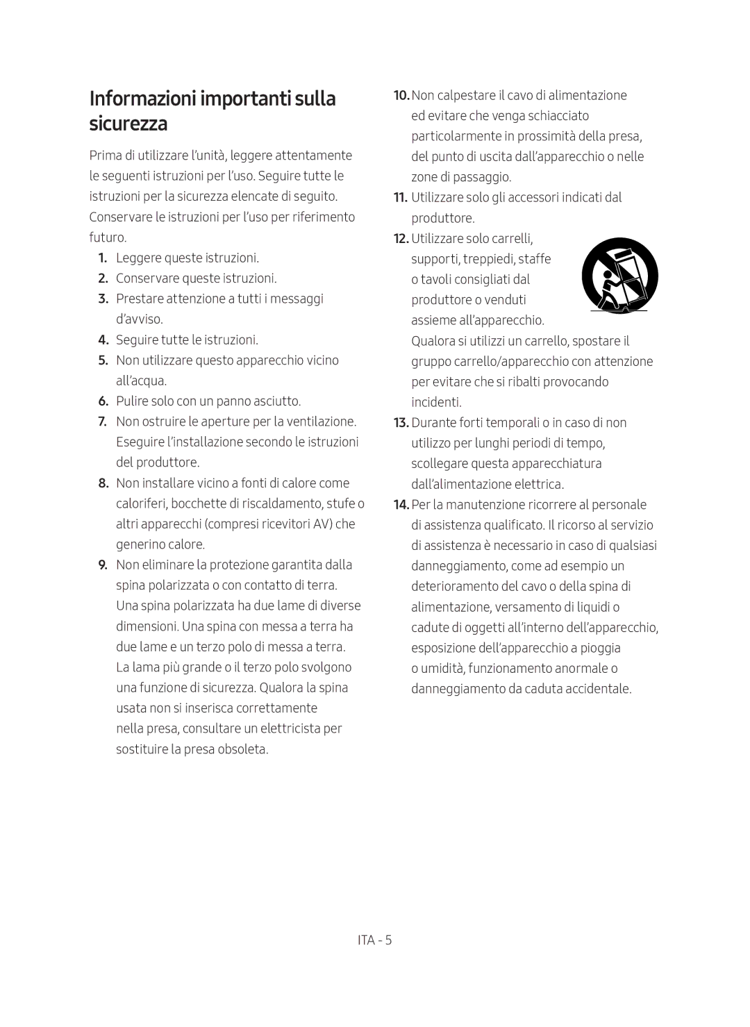 Samsung SWA-8500S/ZF manual Informazioni importanti sulla sicurezza 