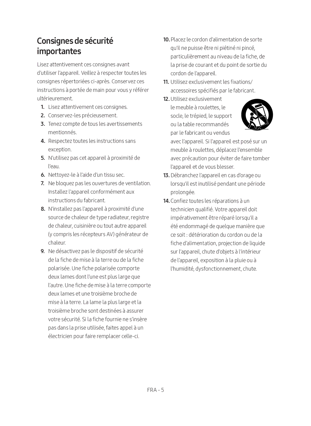 Samsung SWA-8500S/ZF manual Consignes de sécurité importantes 