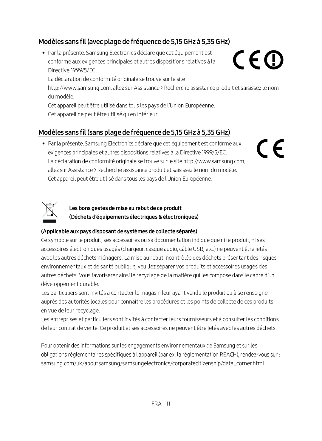 Samsung SWA-8500S/ZF manual Fra 