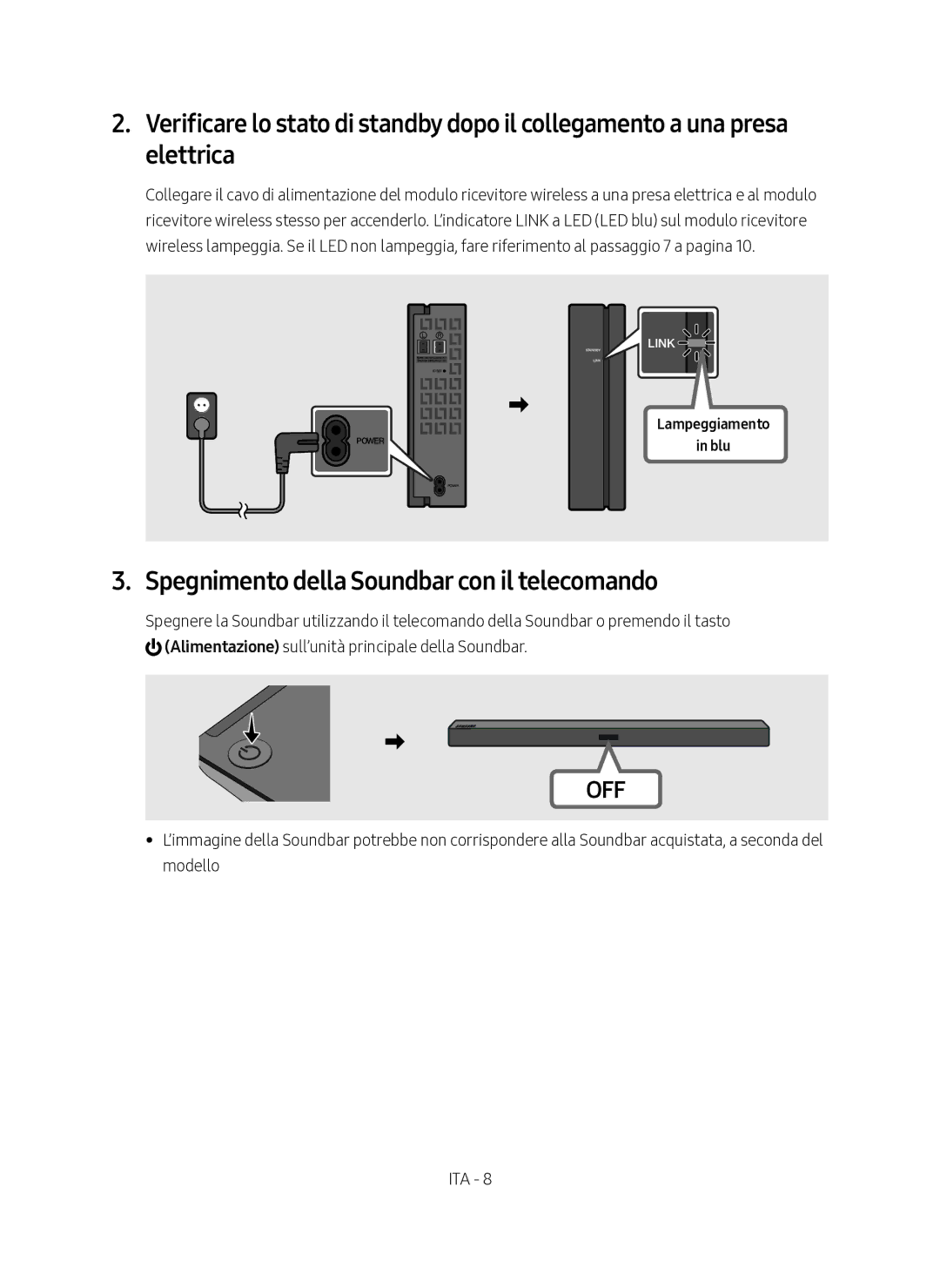 Samsung SWA-8500S/ZF manual Spegnimento della Soundbar con il telecomando 