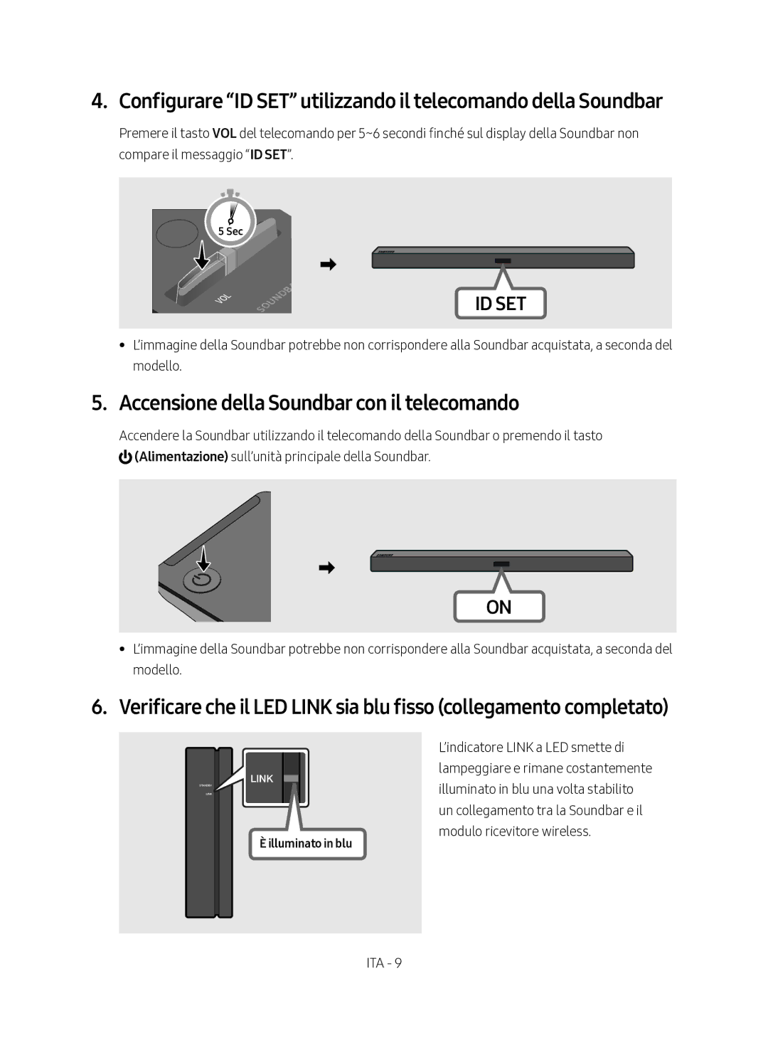 Samsung SWA-8500S/ZF manual Configurare ID SET utilizzando il telecomando della Soundbar 