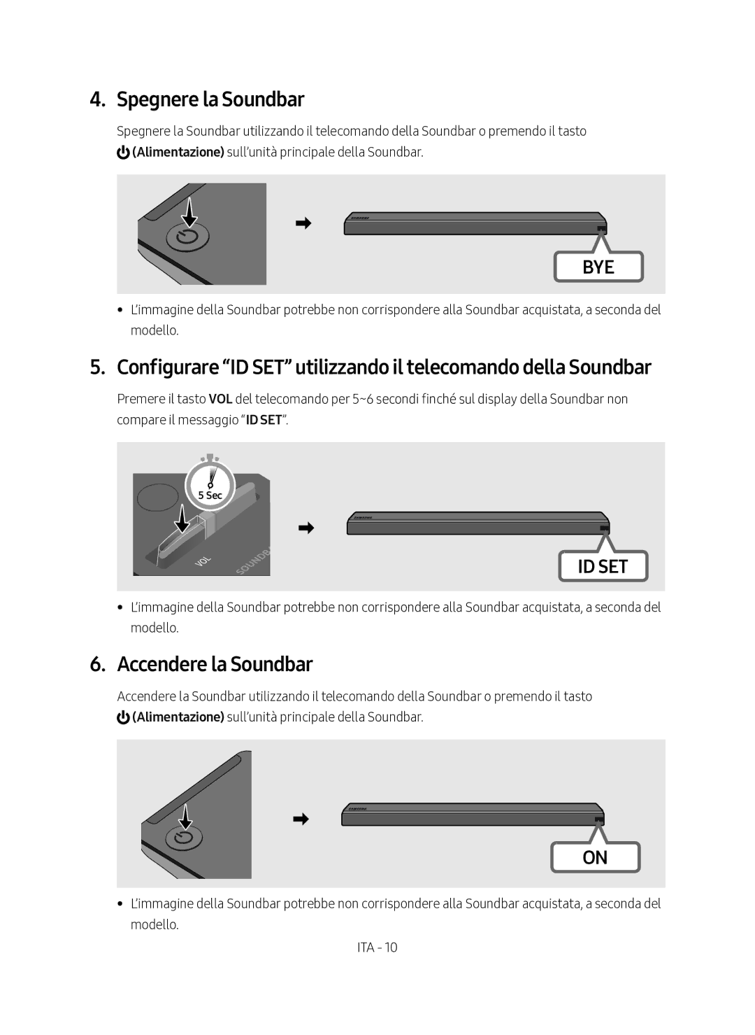 Samsung SWA-9000S/EN manual Spegnere la Soundbar, Accendere la Soundbar 