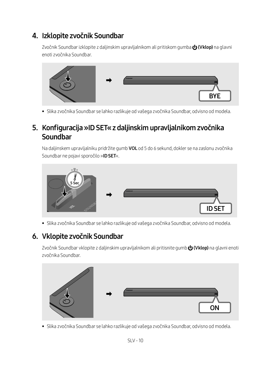 Samsung SWA-9000S/EN manual Izklopite zvočnik Soundbar, Vklopite zvočnik Soundbar 