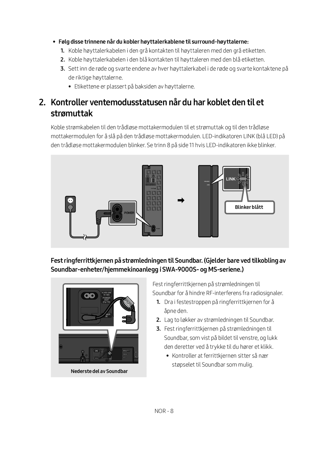 Samsung SWA-9000S/XE manual Blinker blått 