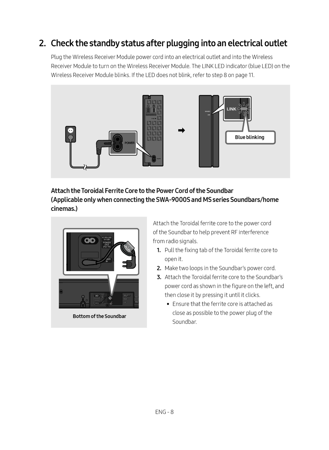 Samsung SWA-9000S/XV manual Blue blinking 