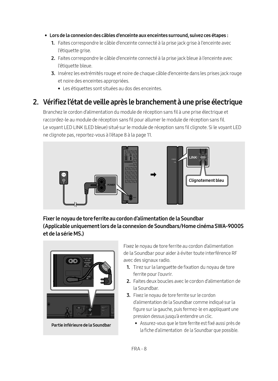 Samsung SWA-9000S/ZF manual Clignotement bleu 