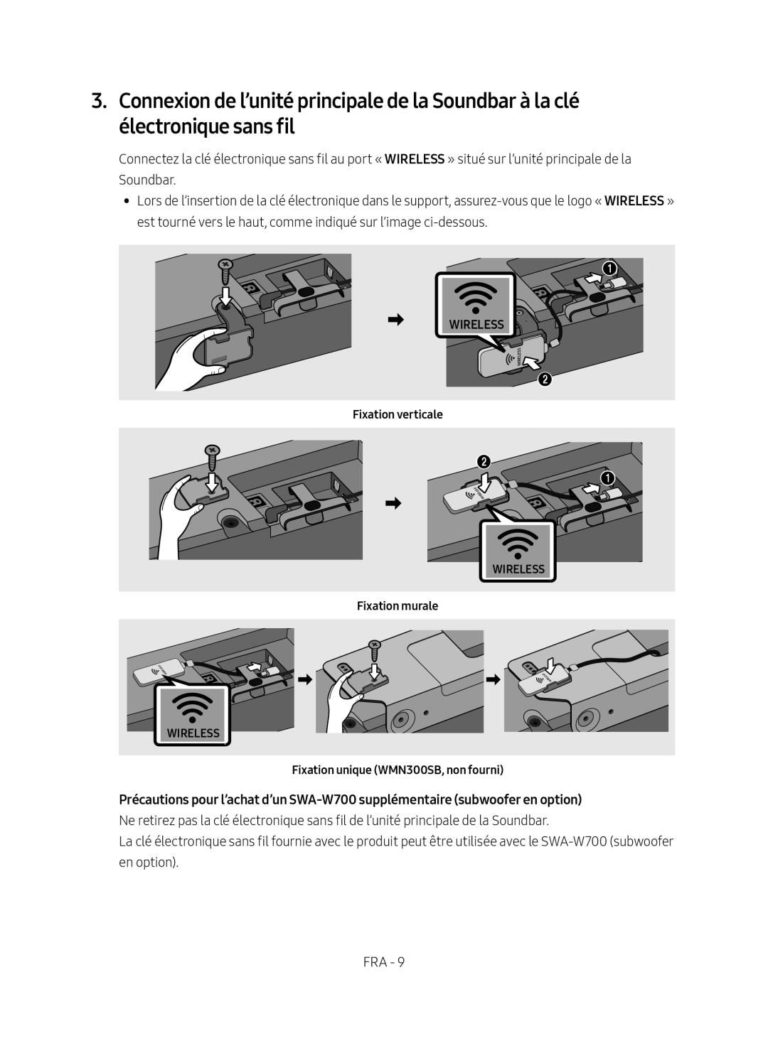 Samsung SWA-9000S/ZF manual Fixation verticale 