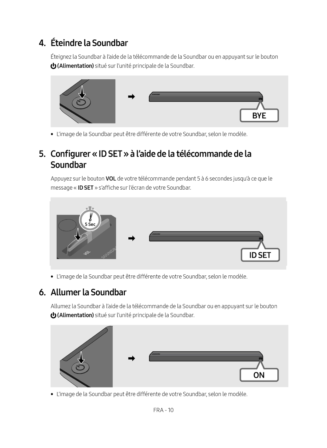 Samsung SWA-9000S/ZF manual Éteindre la Soundbar, Allumer la Soundbar 