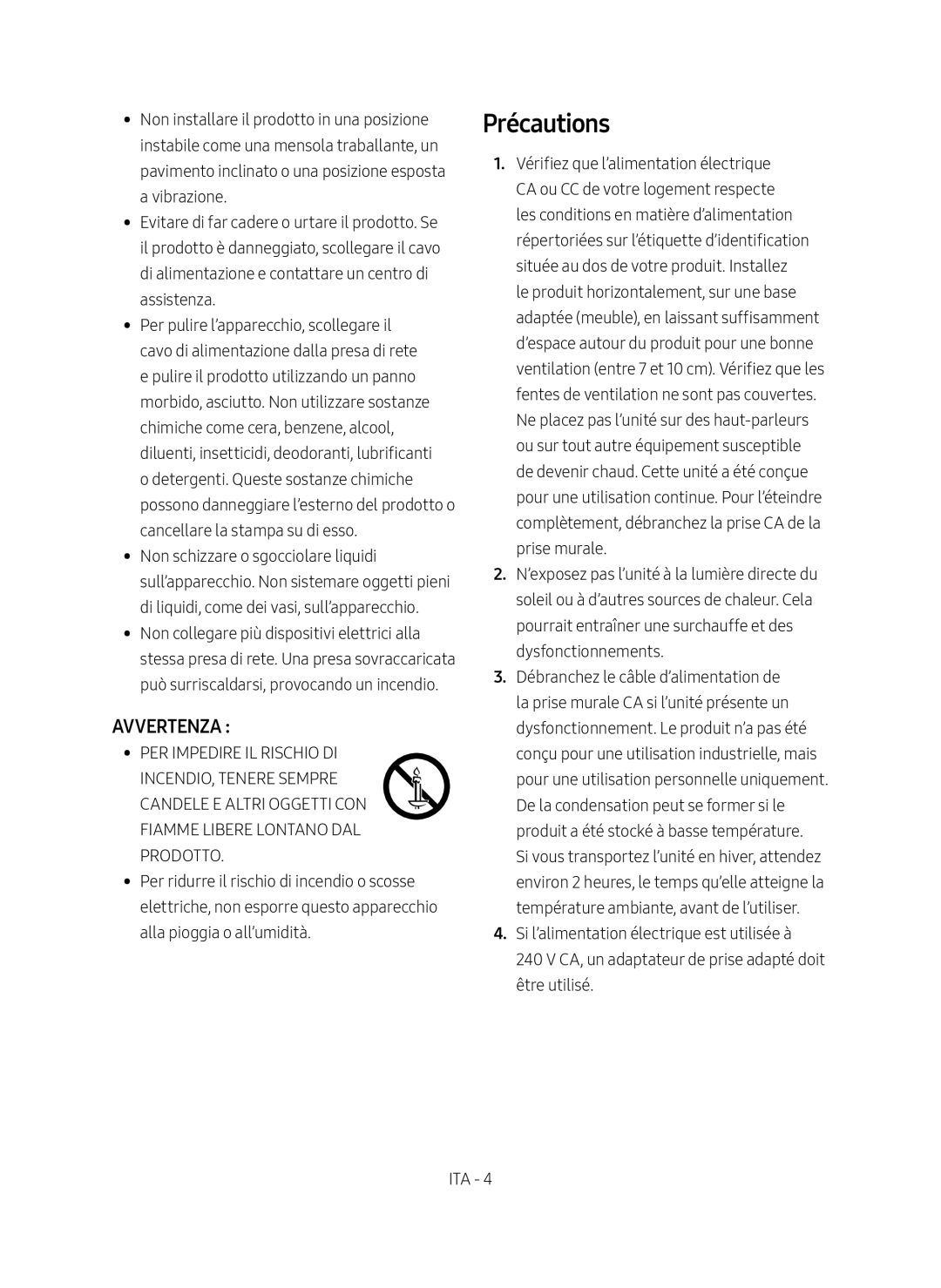 Samsung SWA-9000S/ZF manual Avvertenza 