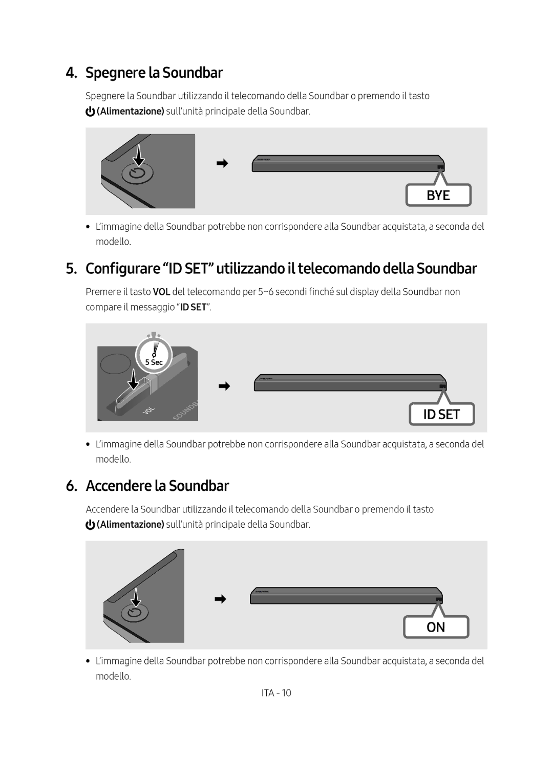 Samsung SWA-9000S/ZF manual Spegnere la Soundbar, Accendere la Soundbar 