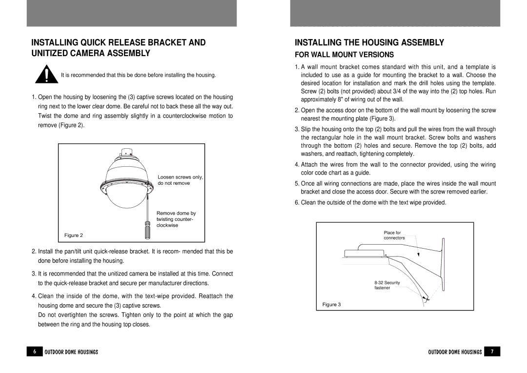 Samsung SPH-20W/P, SWH-20W/P instruction manual Installing the Housing Assembly, For Wall Mount Versions 