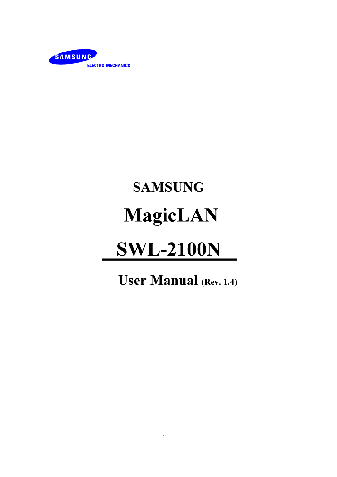 Samsung user manual MagicLAN SWL-2100N 