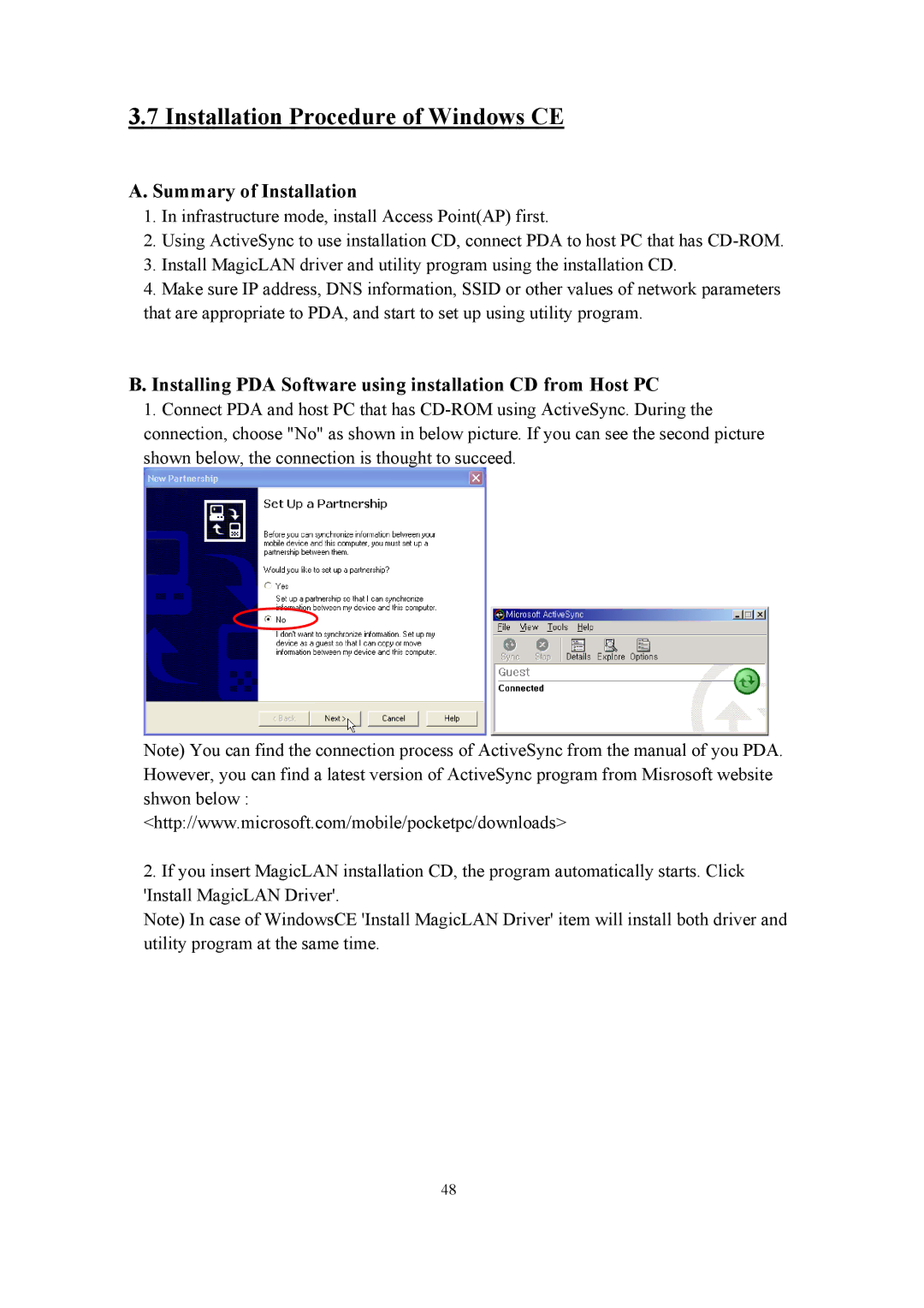 Samsung SWL-2100N user manual Installation Procedure of Windows CE, Summary of Installation 