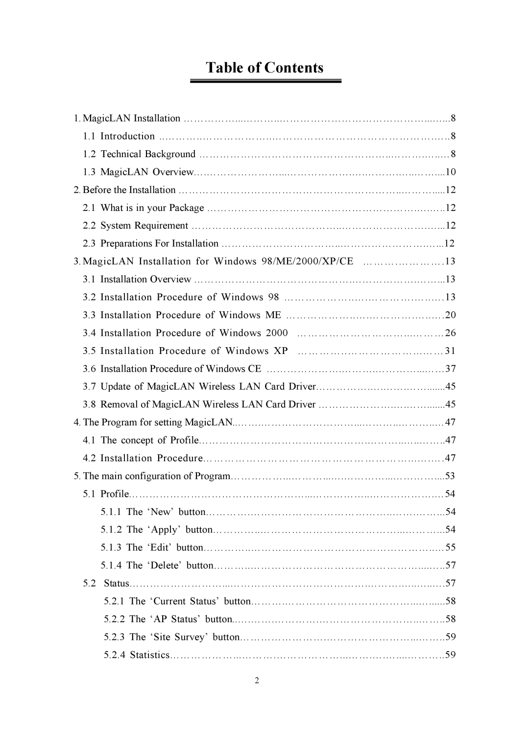 Samsung SWL-2200U user manual Table of Contents 