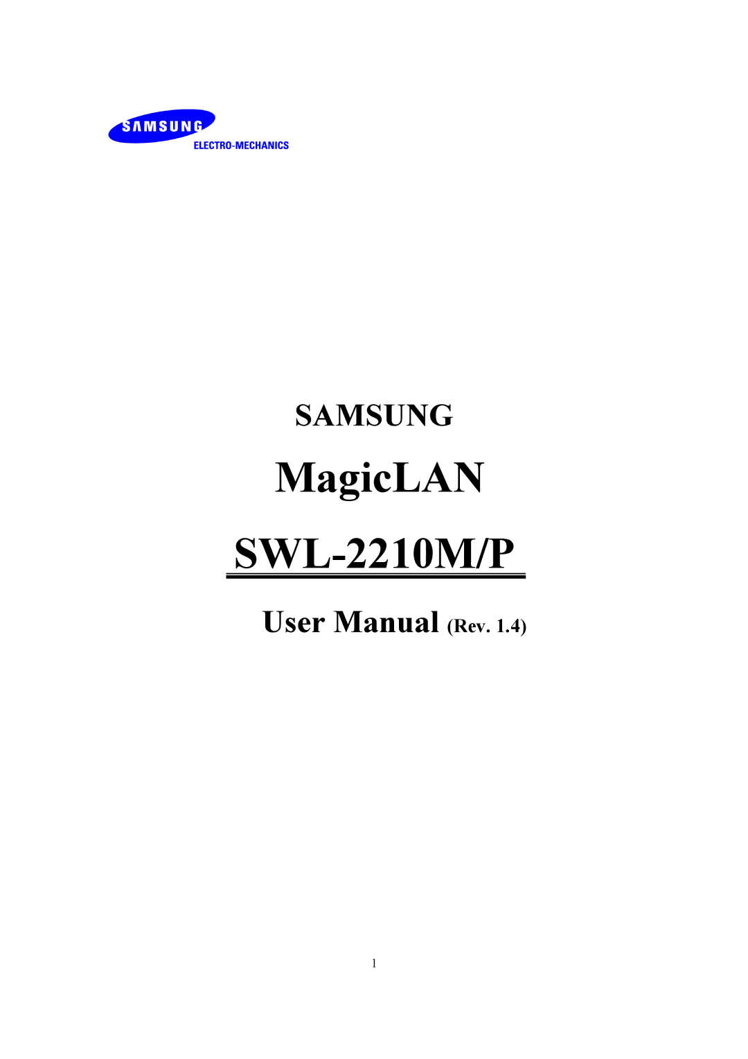 Samsung SWL-2210P user manual MagicLAN SWL-2210M/P 