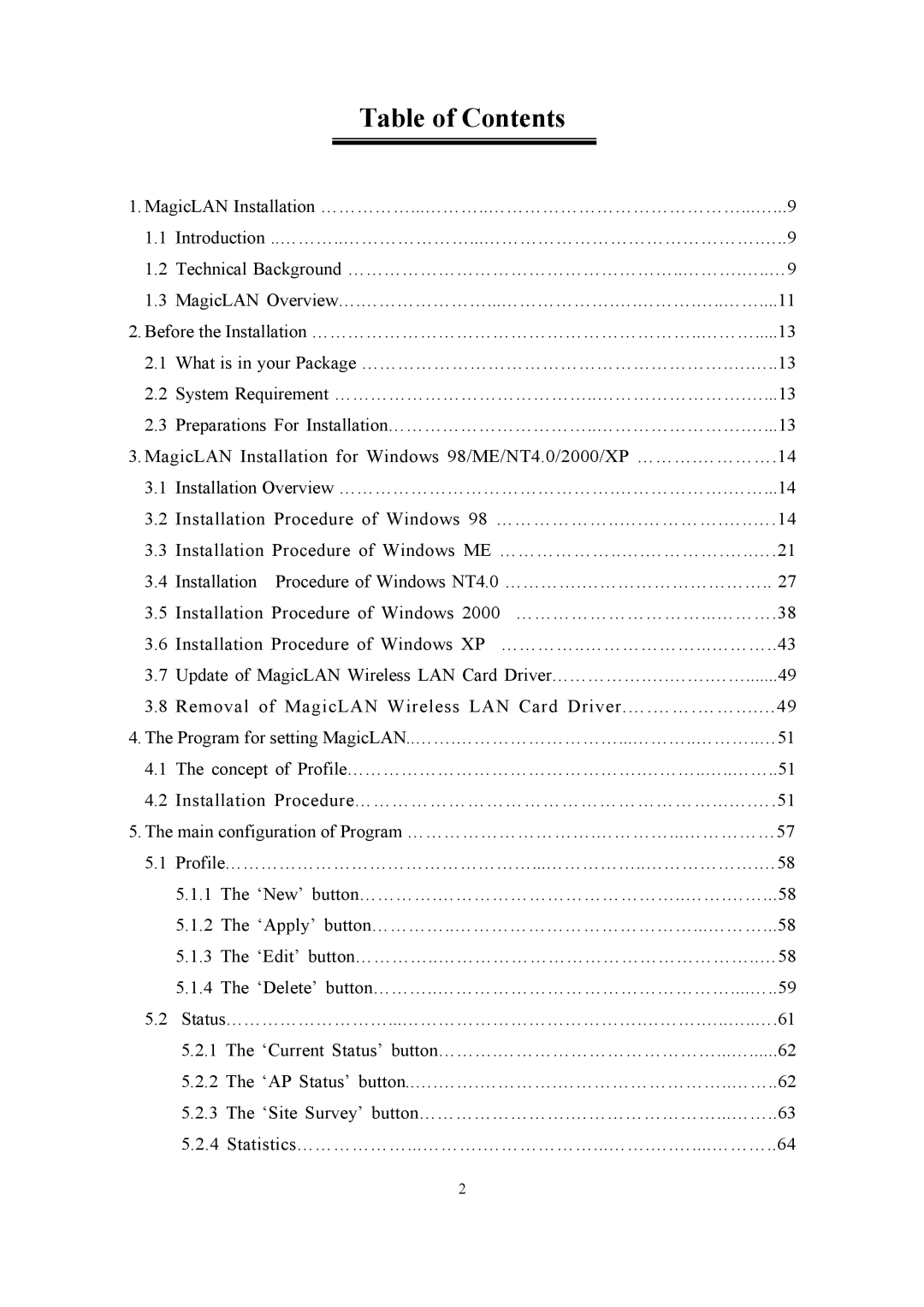 Samsung SWL-2210M, SWL-2210P user manual Table of Contents 