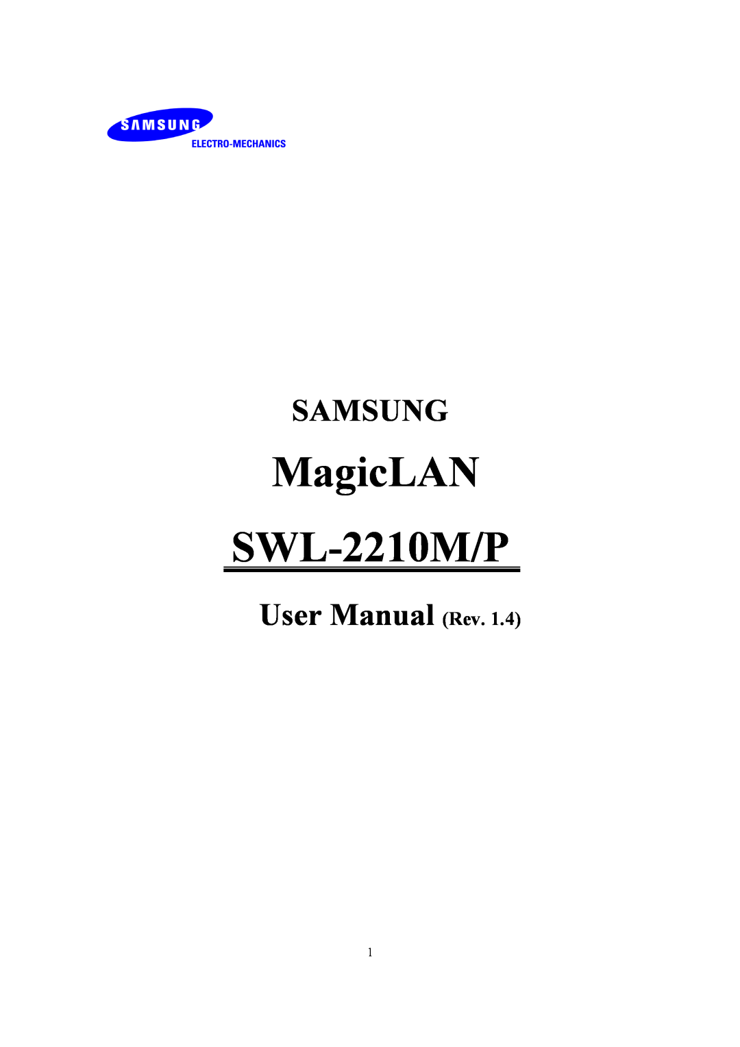 Samsung SWL-2210P user manual MagicLAN SWL-2210M/P, Samsung, User Manual Rev 