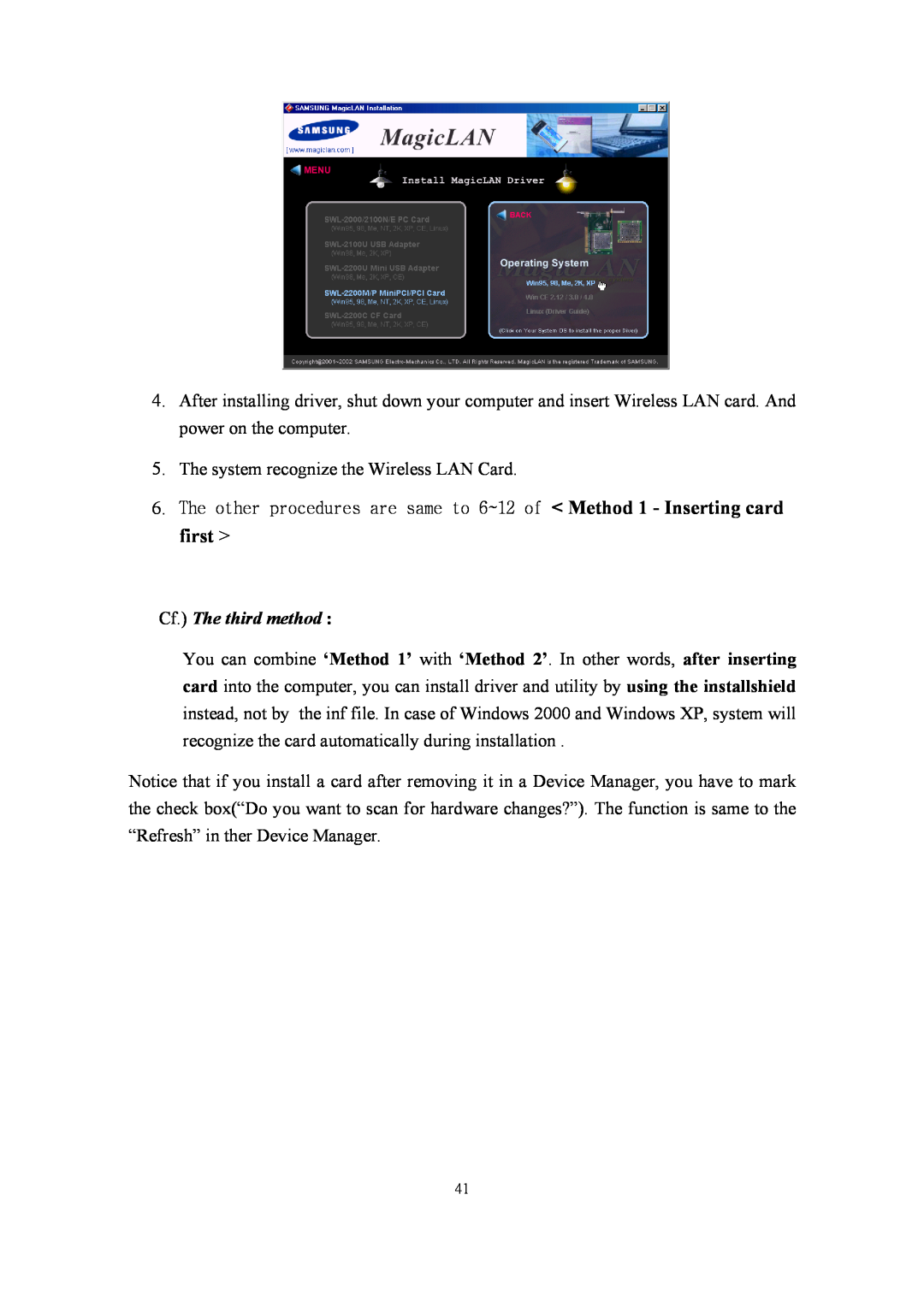 Samsung SWL-2210P, SWL-2210M user manual Cf. The third method 