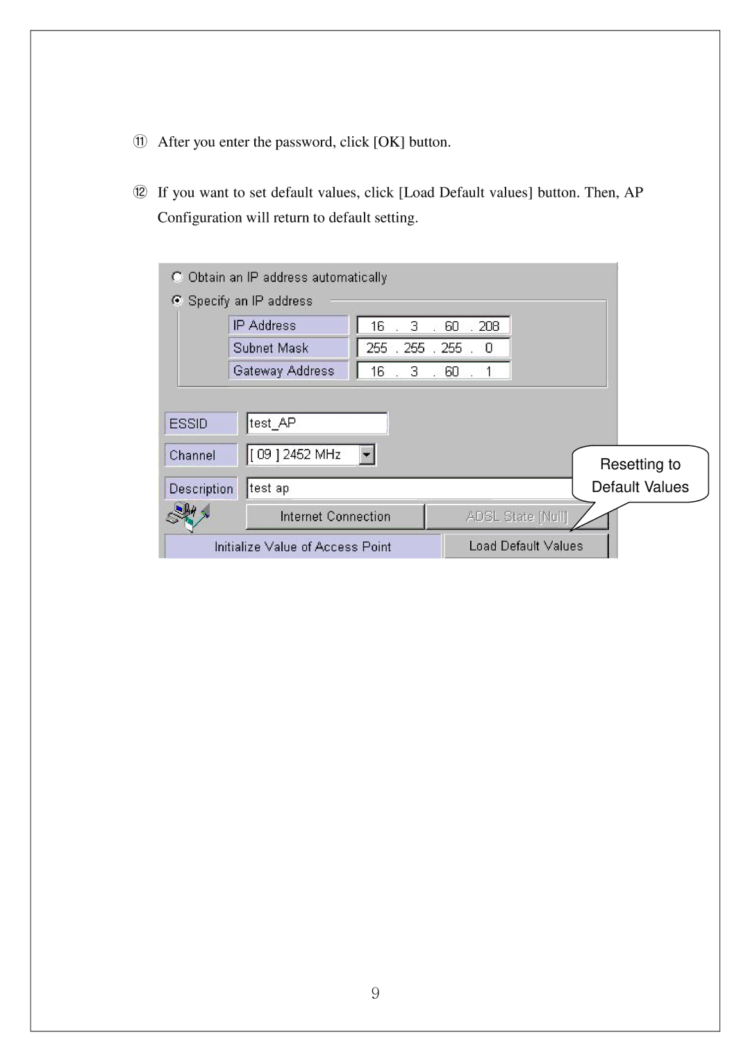 Samsung SWL-3000AP manual Resetting to Default Values 