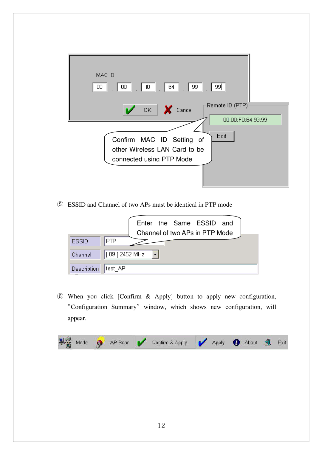 Samsung SWL-3000AP manual Enter the Same Essid Channel of two APs in PTP Mode 