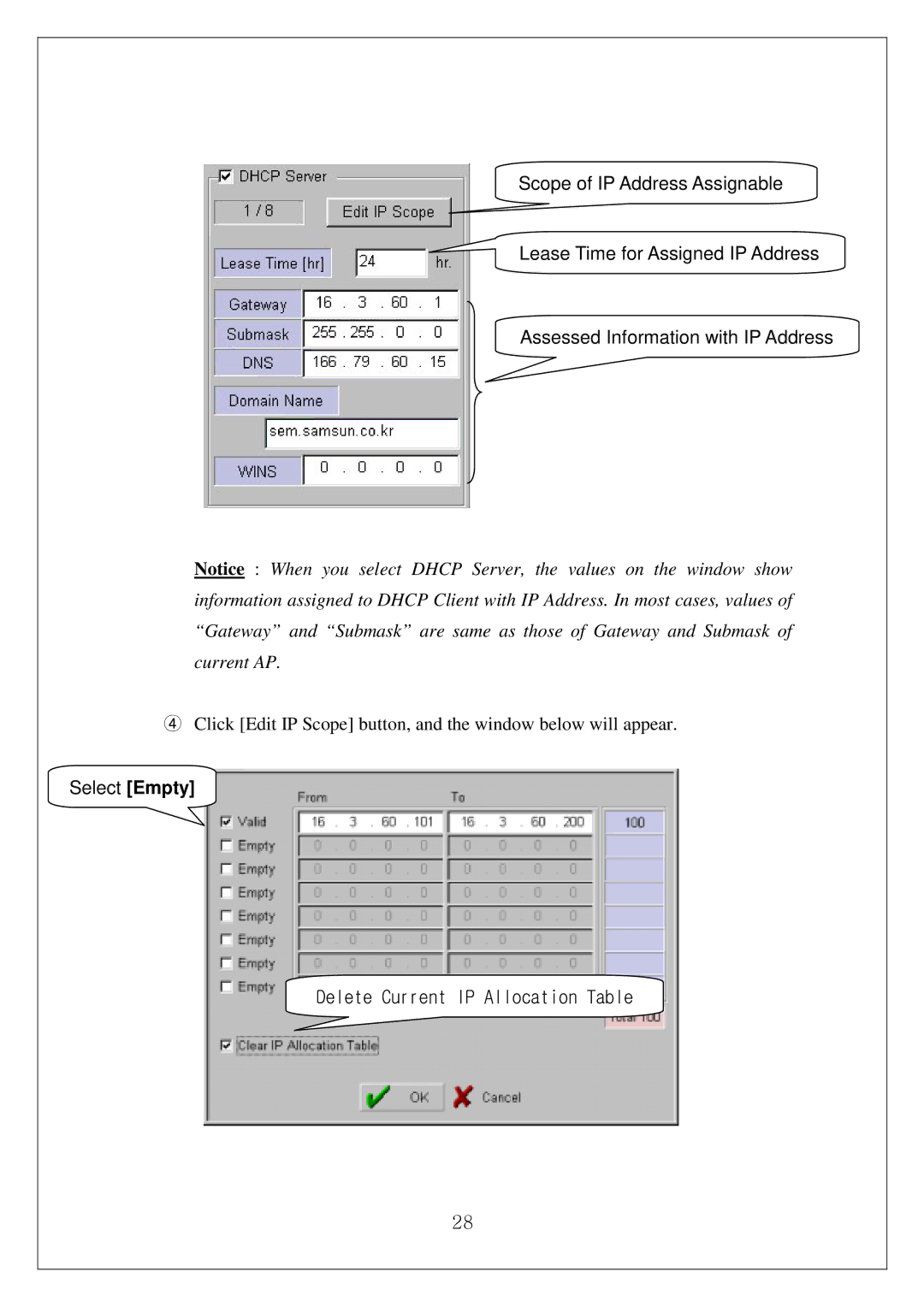 Samsung SWL-3000AP manual Select Empty 