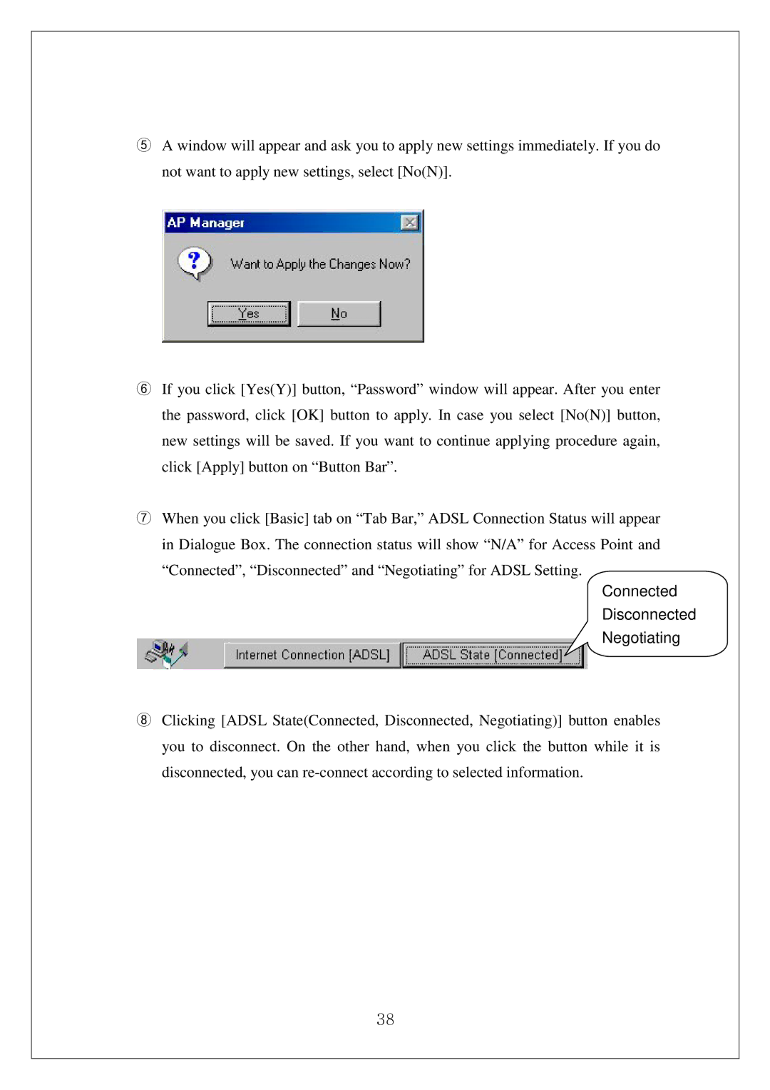 Samsung SWL-3000AP manual Connected Disconnected Negotiating 