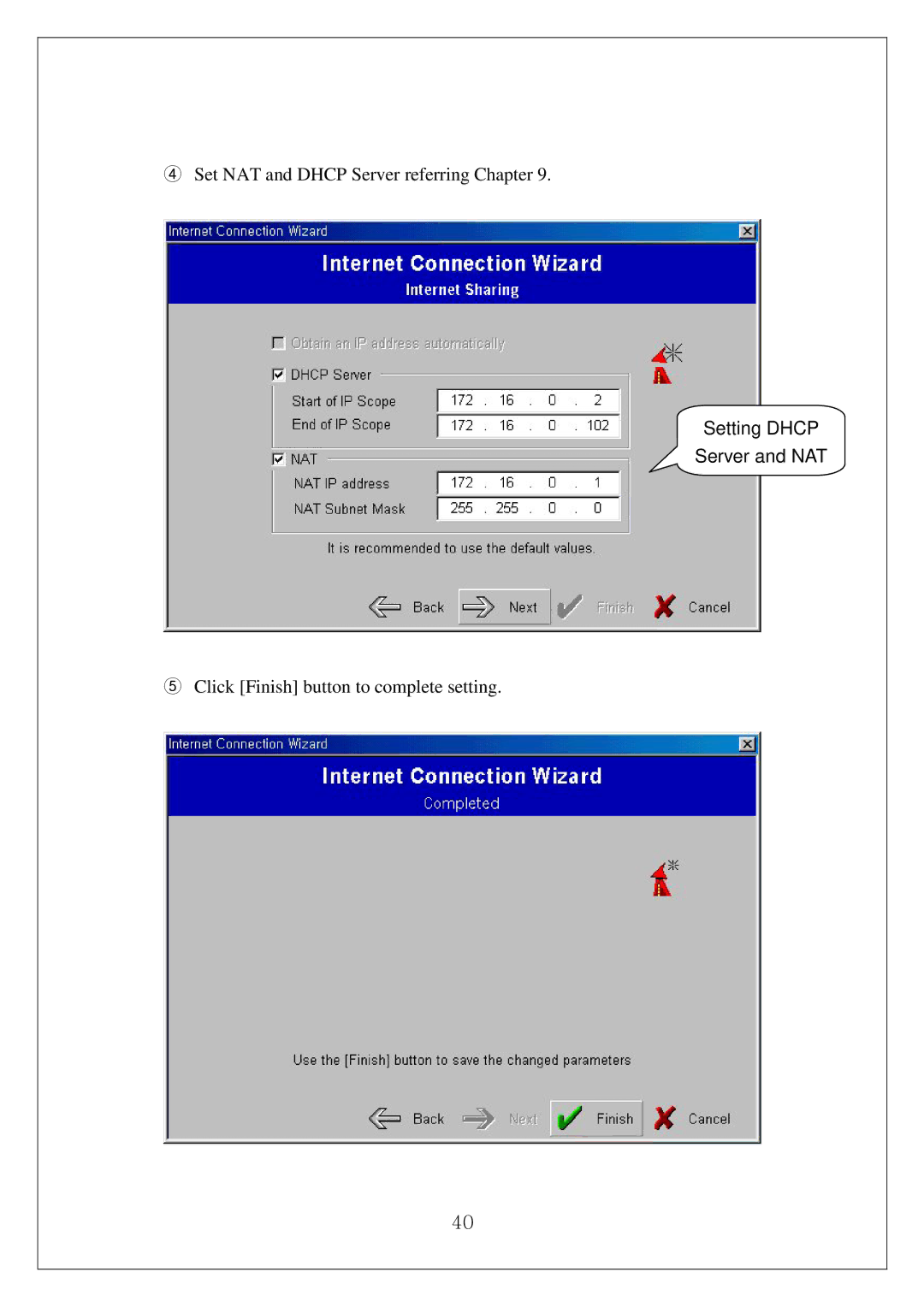 Samsung SWL-3000AP manual Setting Dhcp Server and NAT 