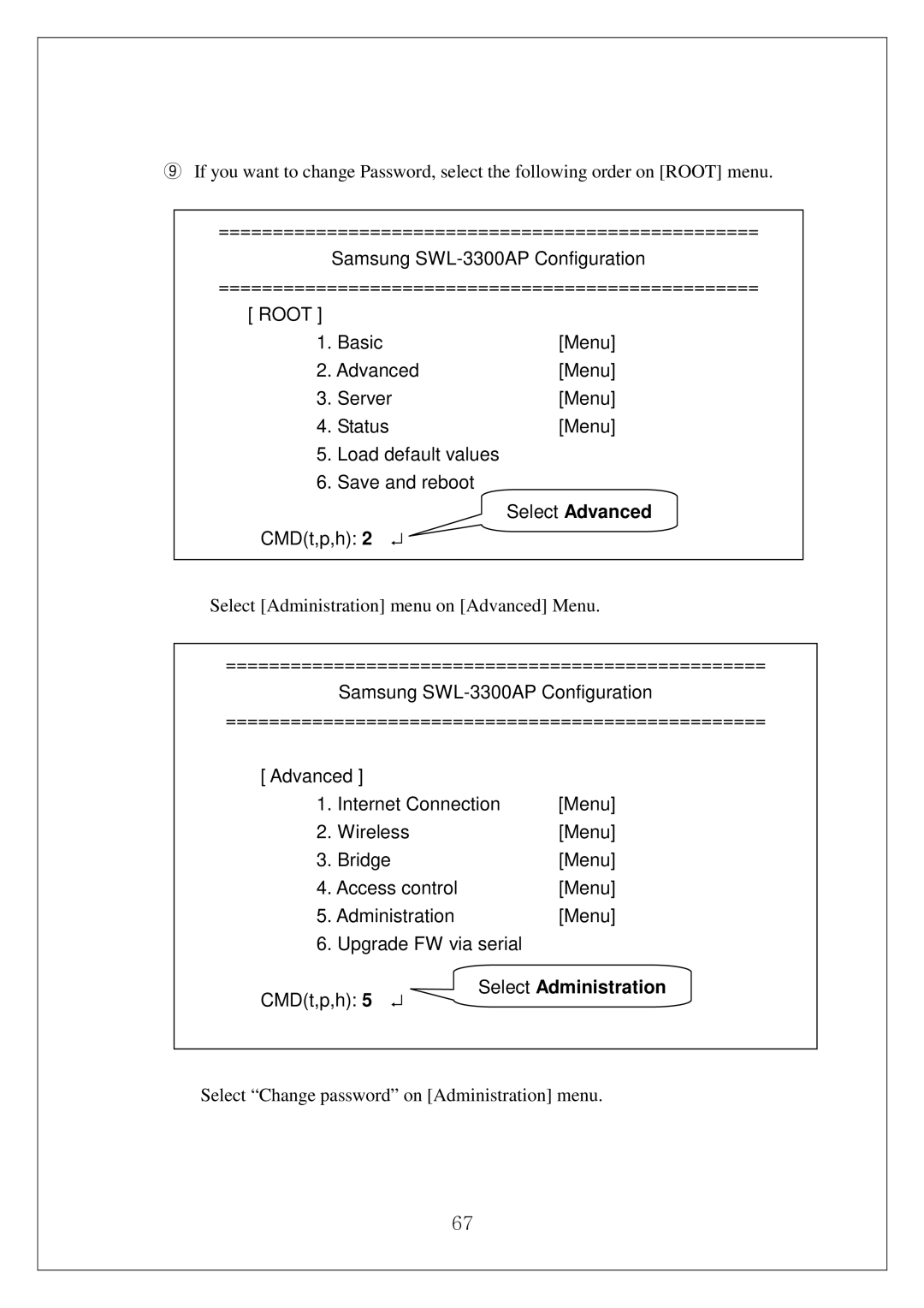 Samsung SWL-3000AP manual Select Advanced, CMDt,p,h 