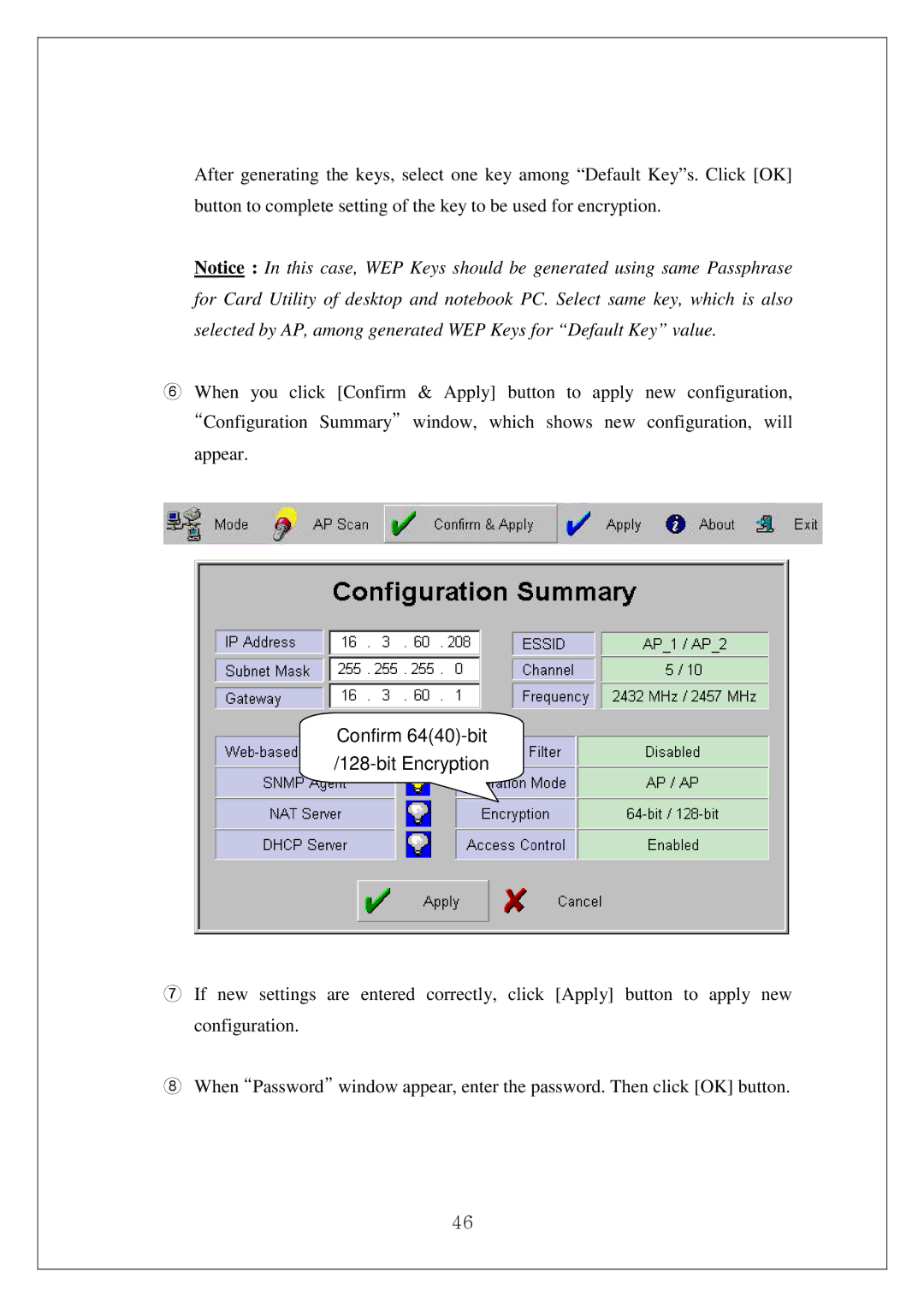 Samsung SWL-4000AP manual Confirm 6440-bit Bit Encryption 