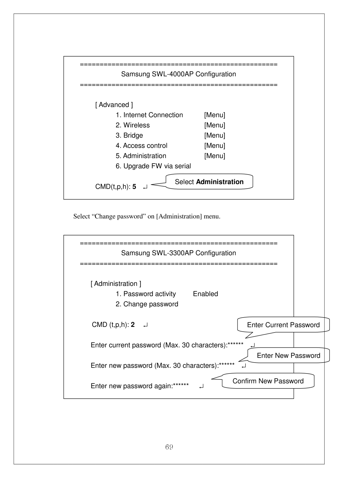 Samsung SWL-4000AP manual Select Administration 