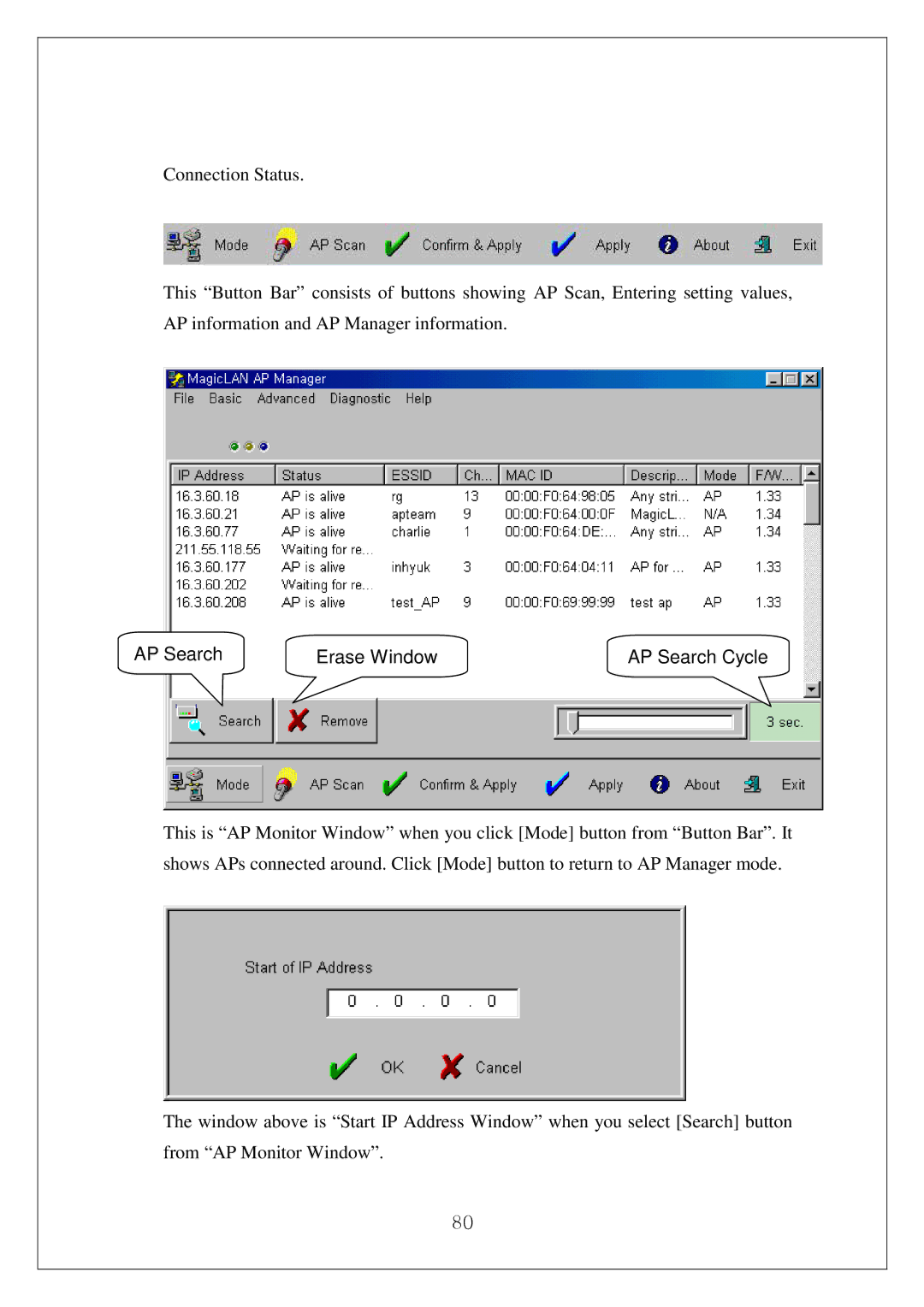 Samsung SWL-4000AP manual AP Search Erase Window AP Search Cycle 